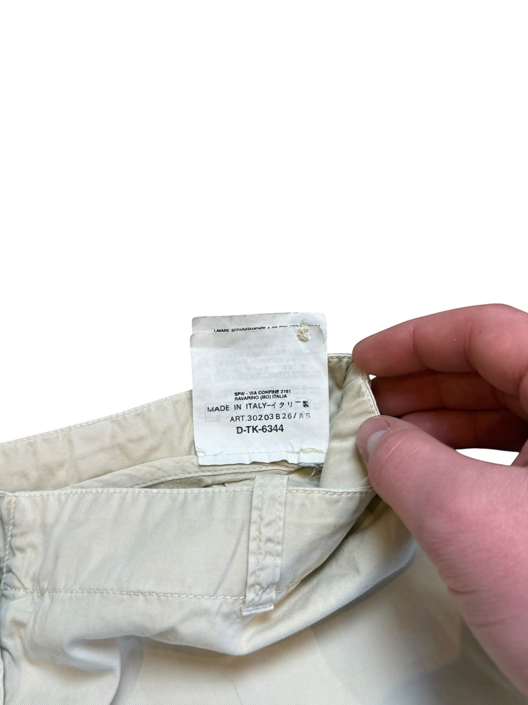 Archive No. 9 C.P. Company vintage 1999 beige cotton trousers W28, lightweight breathable fabric, Massimo Osti era.