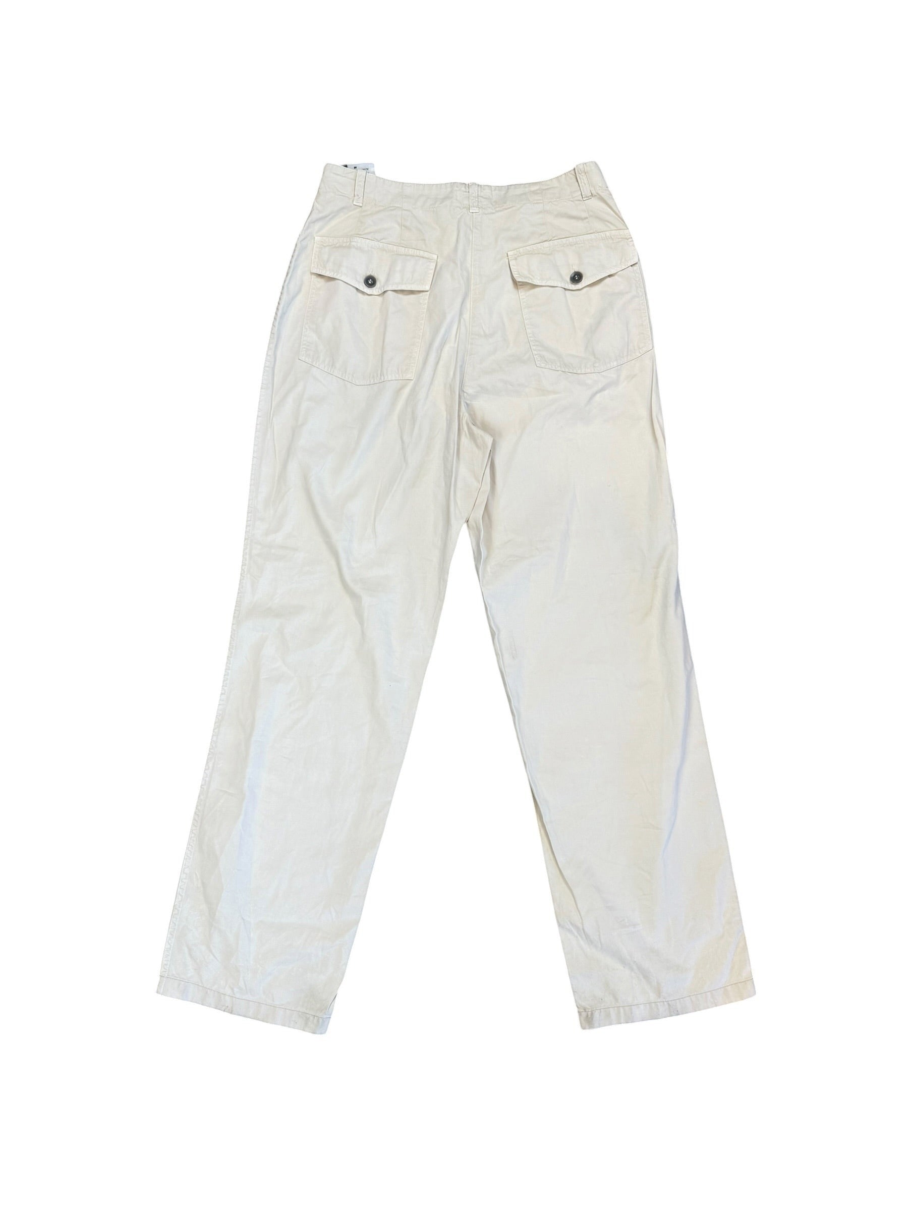 Archive No. 9 vintage 1999 C.P. Company beige cotton trousers, W28 fit, with two back pockets.