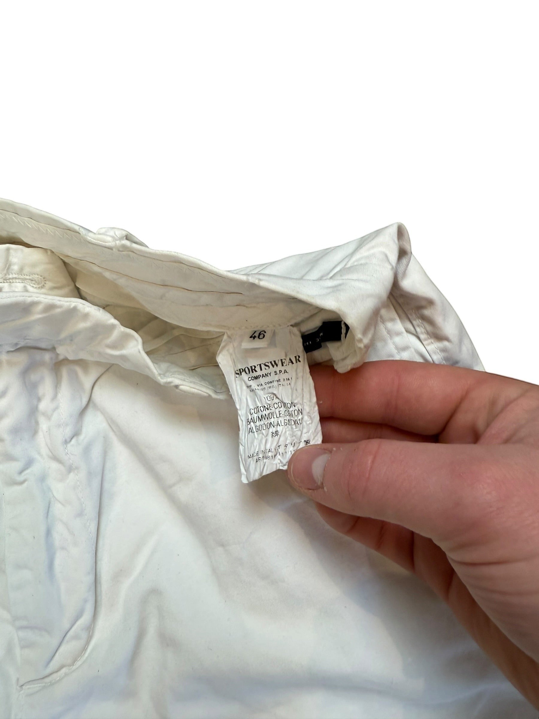 Archive No. 9 vintage 2003 C.P. Company white cotton trousers, W30 fit, lightweight and breathable.