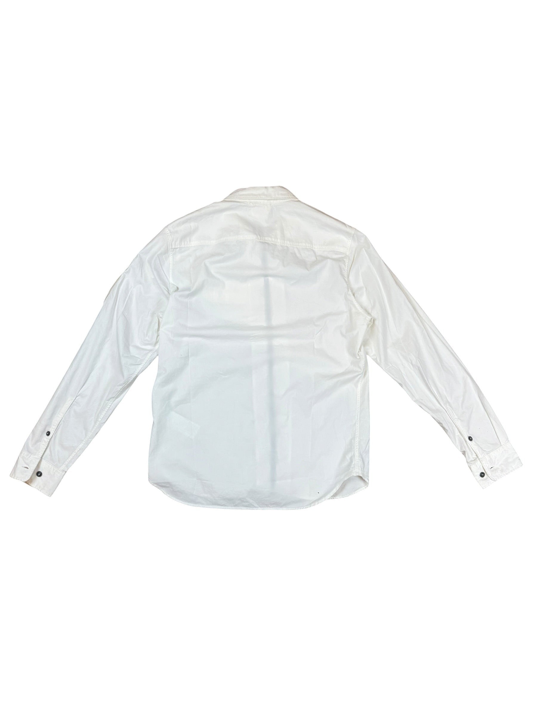 Archive No. 9 white C.P. Company lightweight zip-up overshirt, size L, with button cuffs.