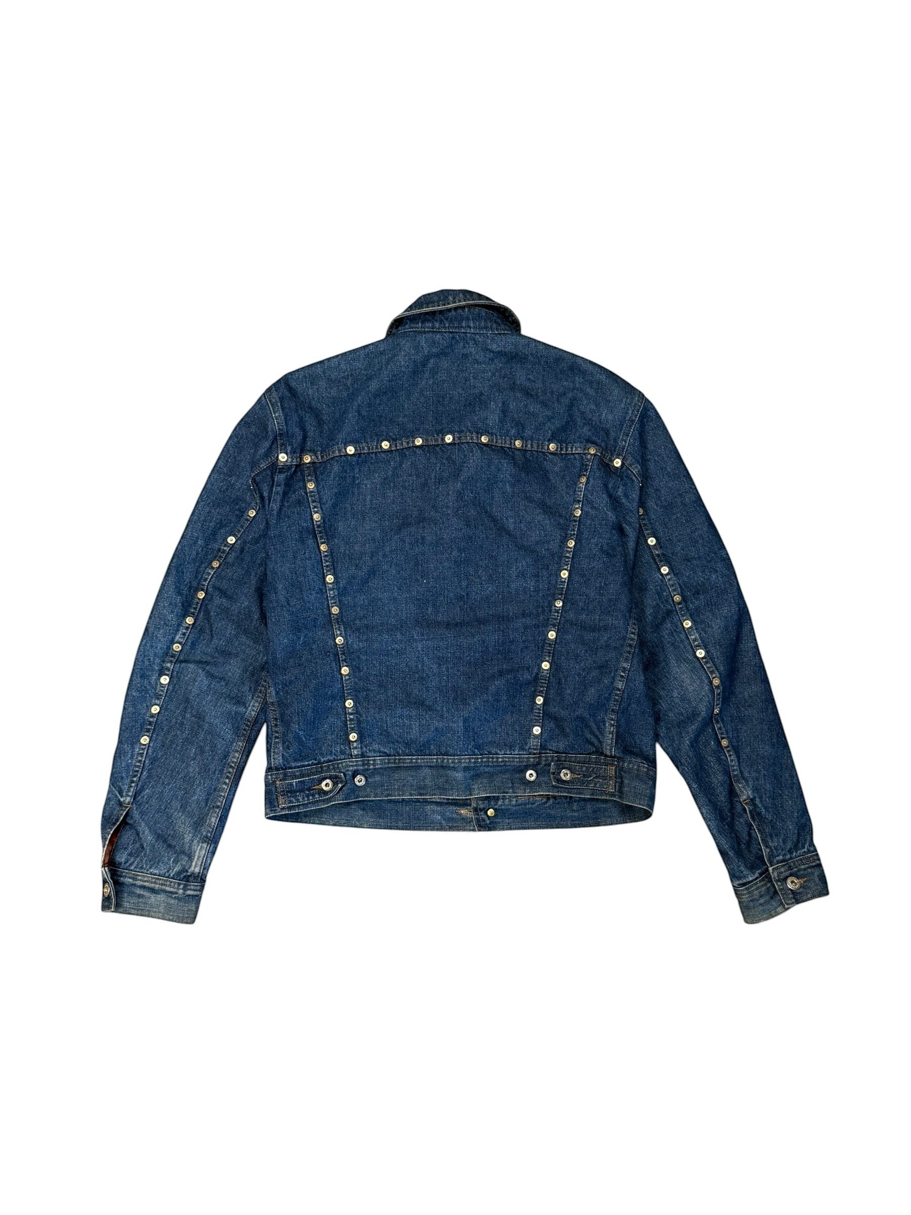 Archive No. 9 blue 100% cotton Dolce & Gabbana denim jacket with button-up front and chequered interior.