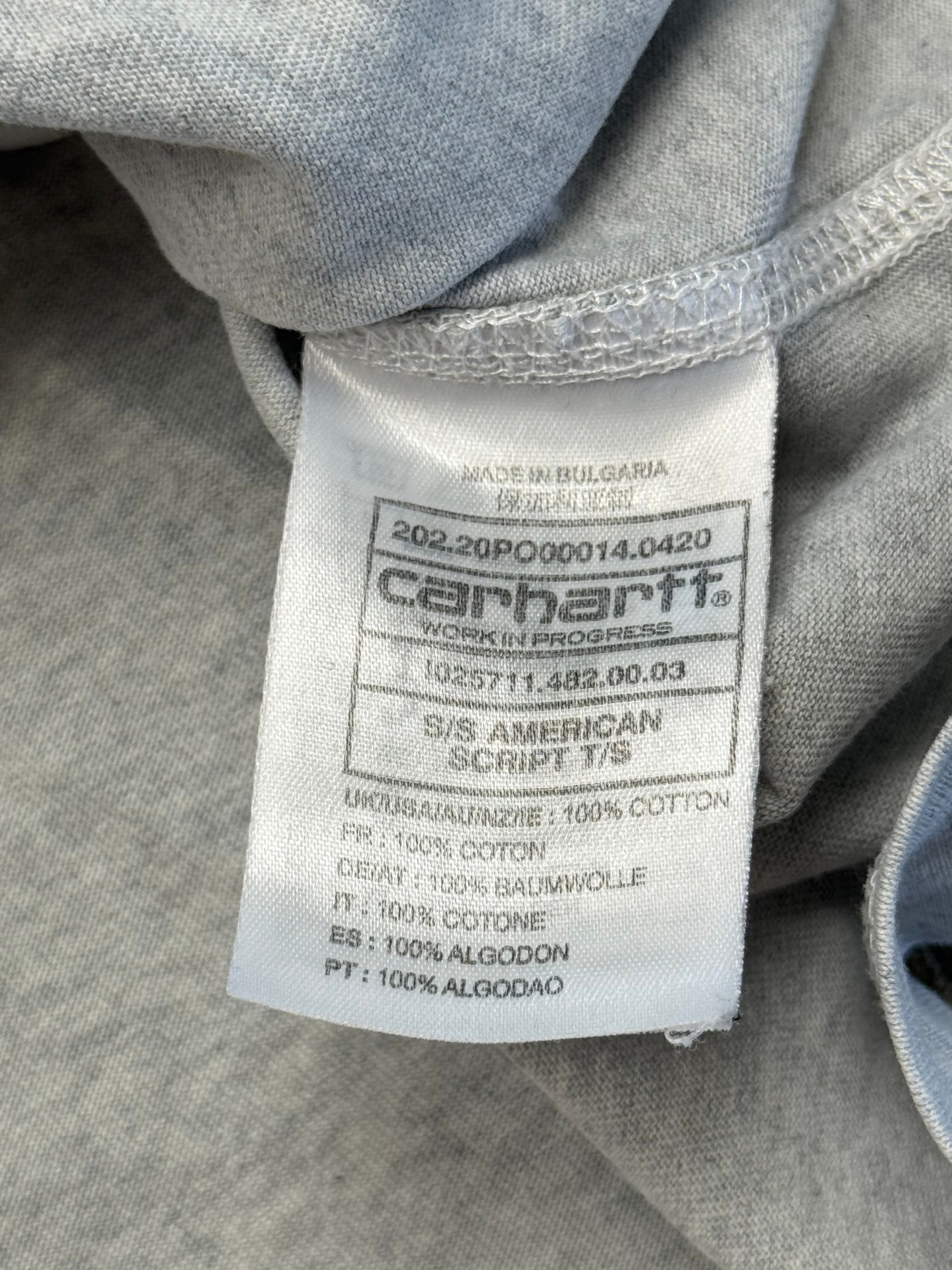 Archive No. 9 grey 100% cotton Carhartt t-shirt with embroidered logo on chest, size L.