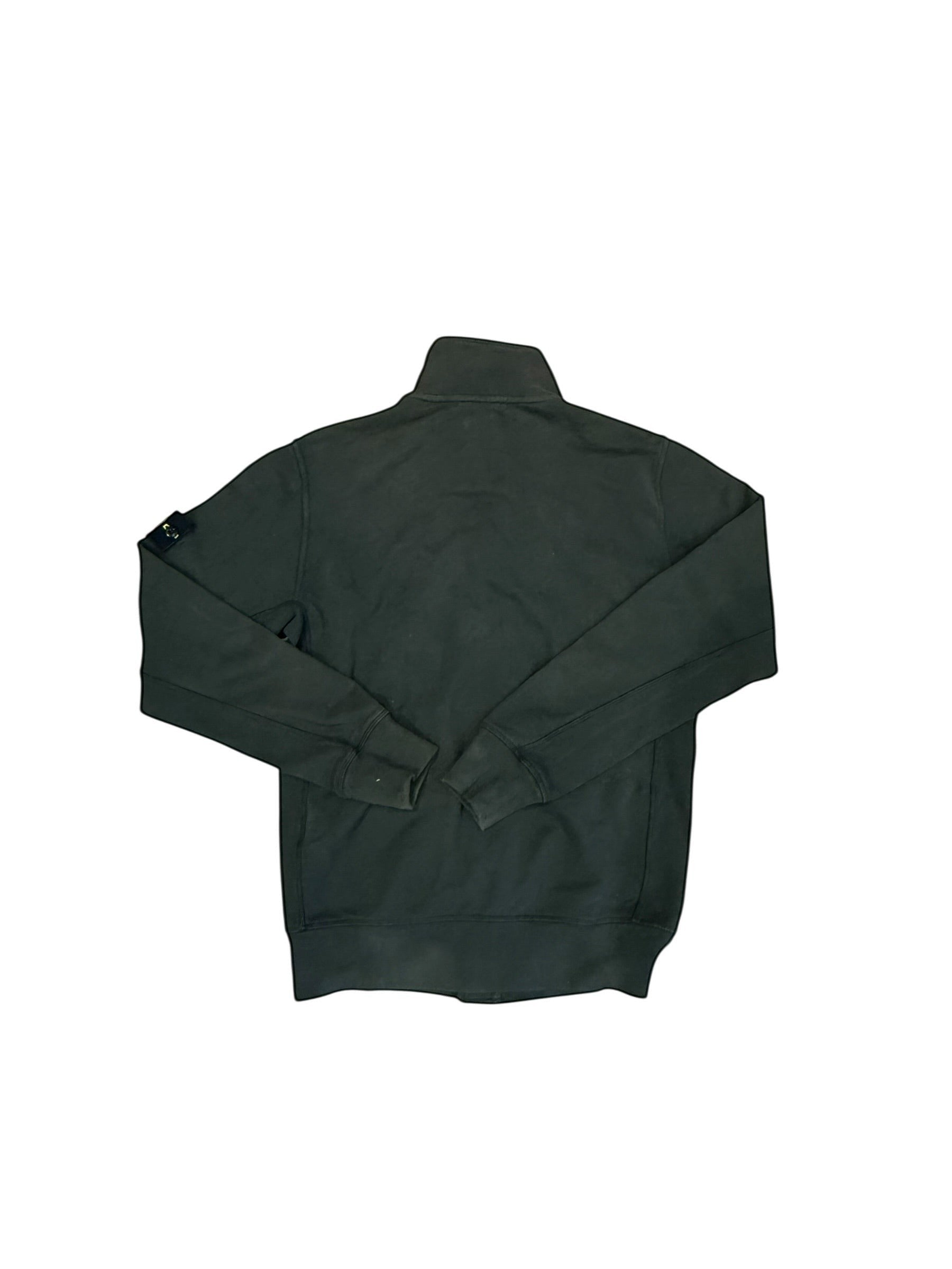 Archive No. 9 vintage khaki cotton Stone Island jumper with a high collar and zip.