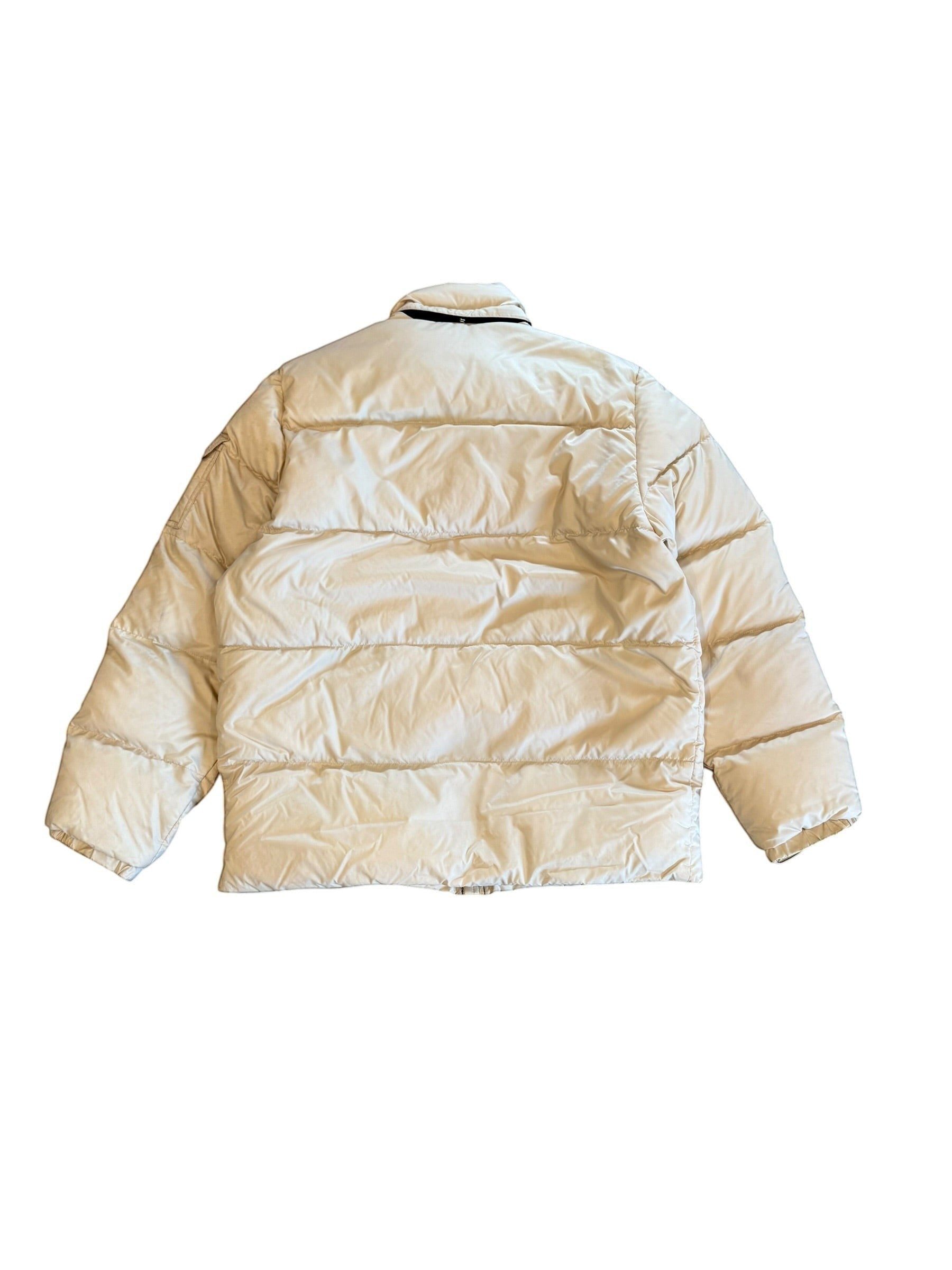 Archive No.9 Moncler vintage beige down puffer jacket with hidden hood and original tag, size Large.