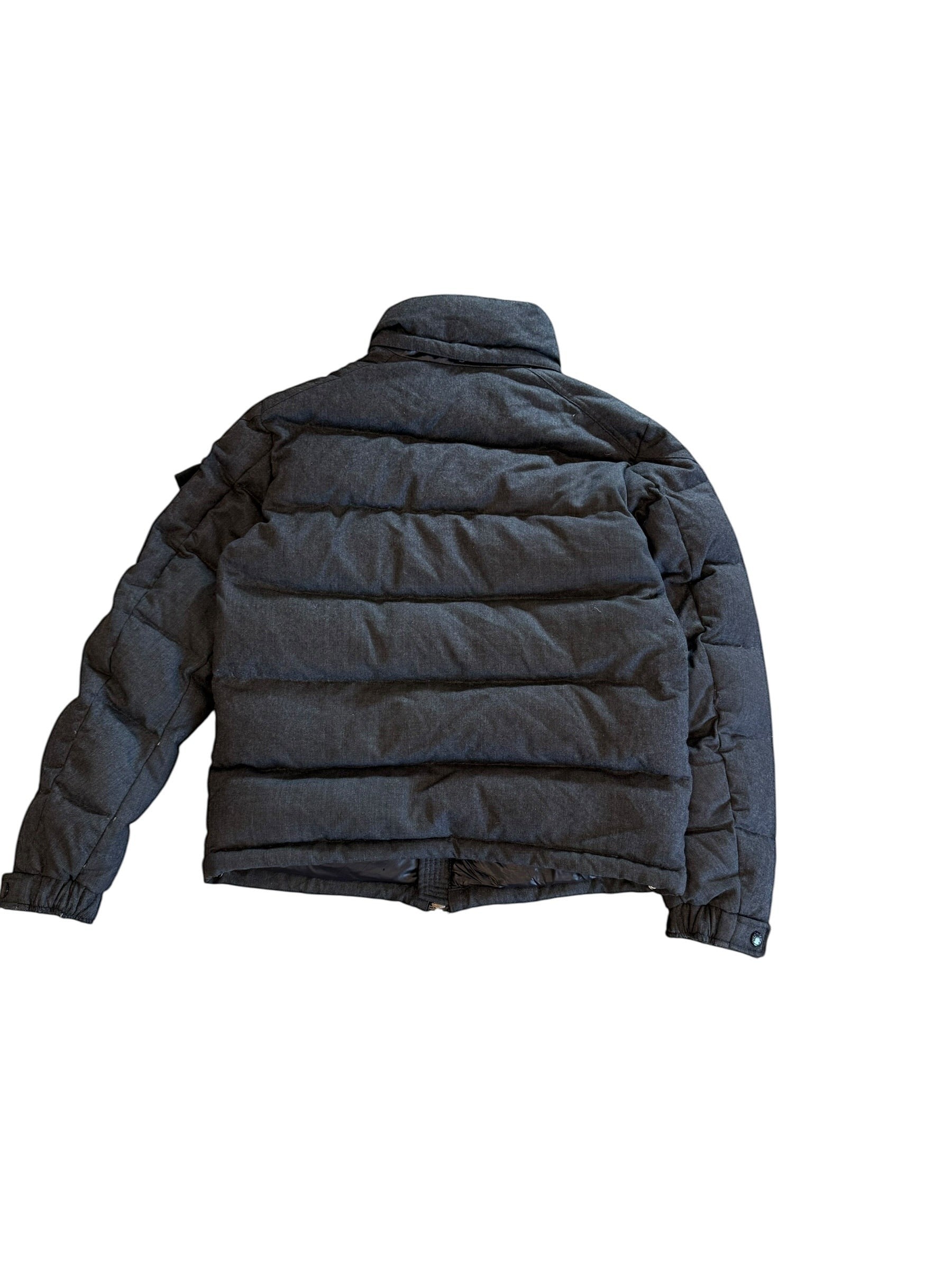 Archive No.9 Moncler black down puffer jacket with velvet-like exterior, size Large.