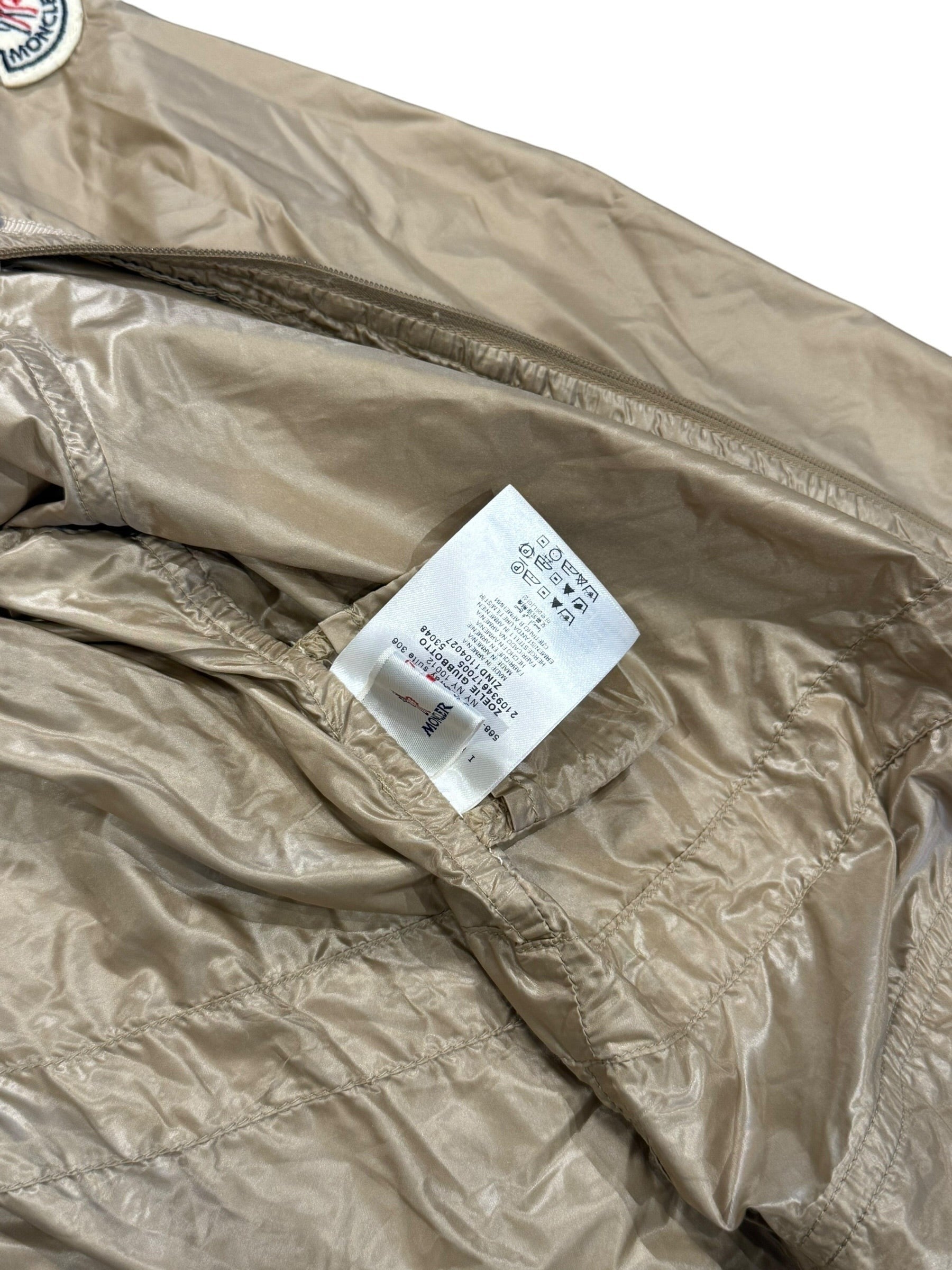 Archive No. 9 Moncler gold lightweight windbreaker jacket, size Large. Waterproof and breathable.