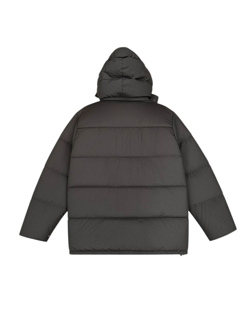 Archive No. 9 vintage grey Moncler Grenoble down puffer jacket with hood, size XL.