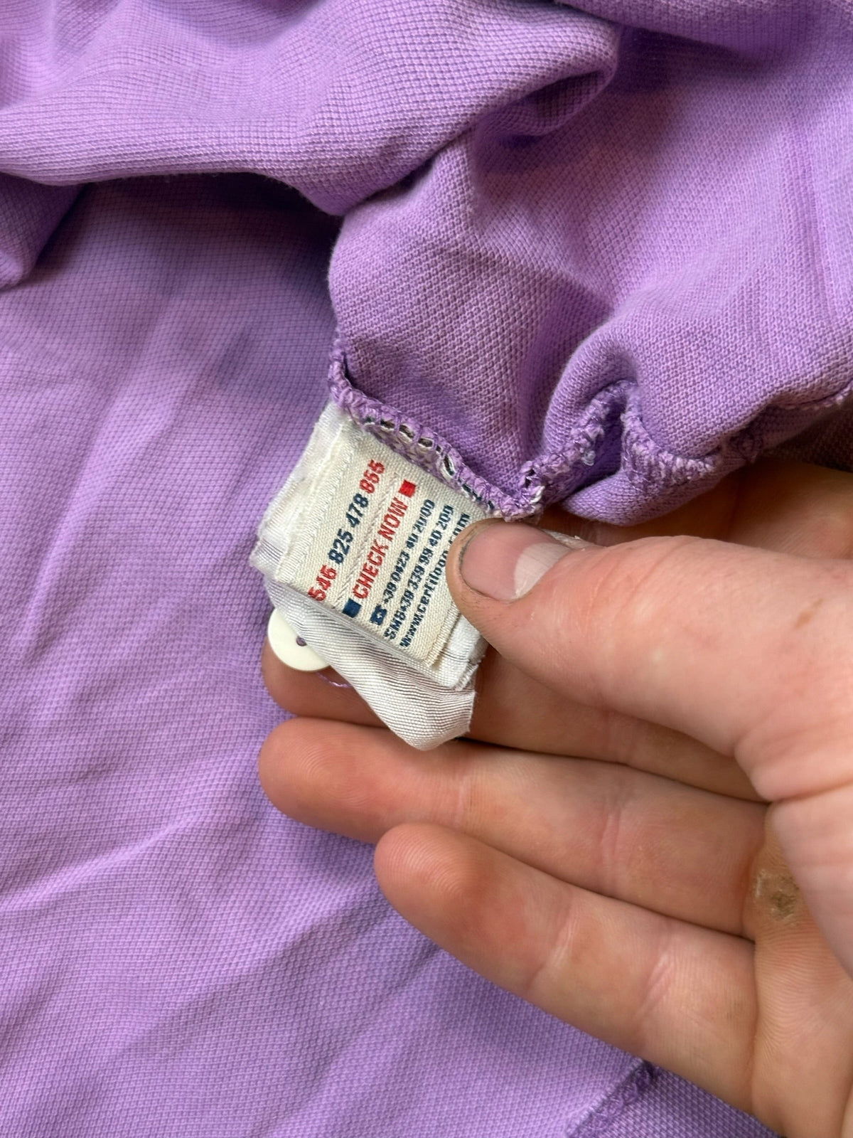 Archive No.9 Moncler purple cotton polo shirt authenticity label detail