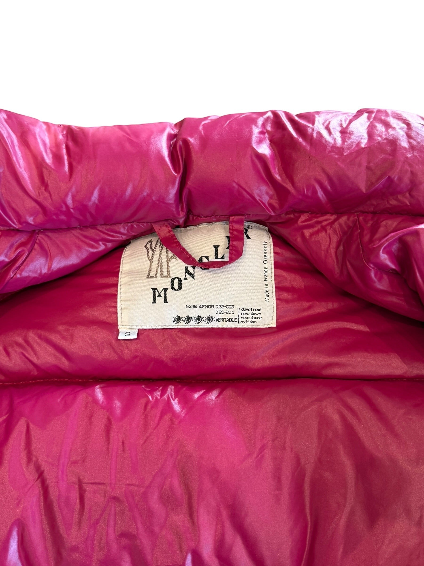 Archive No. 9 Moncler vintage 1990s burgundy and pink puffer jacket vest, size M, down-filled, convertible.