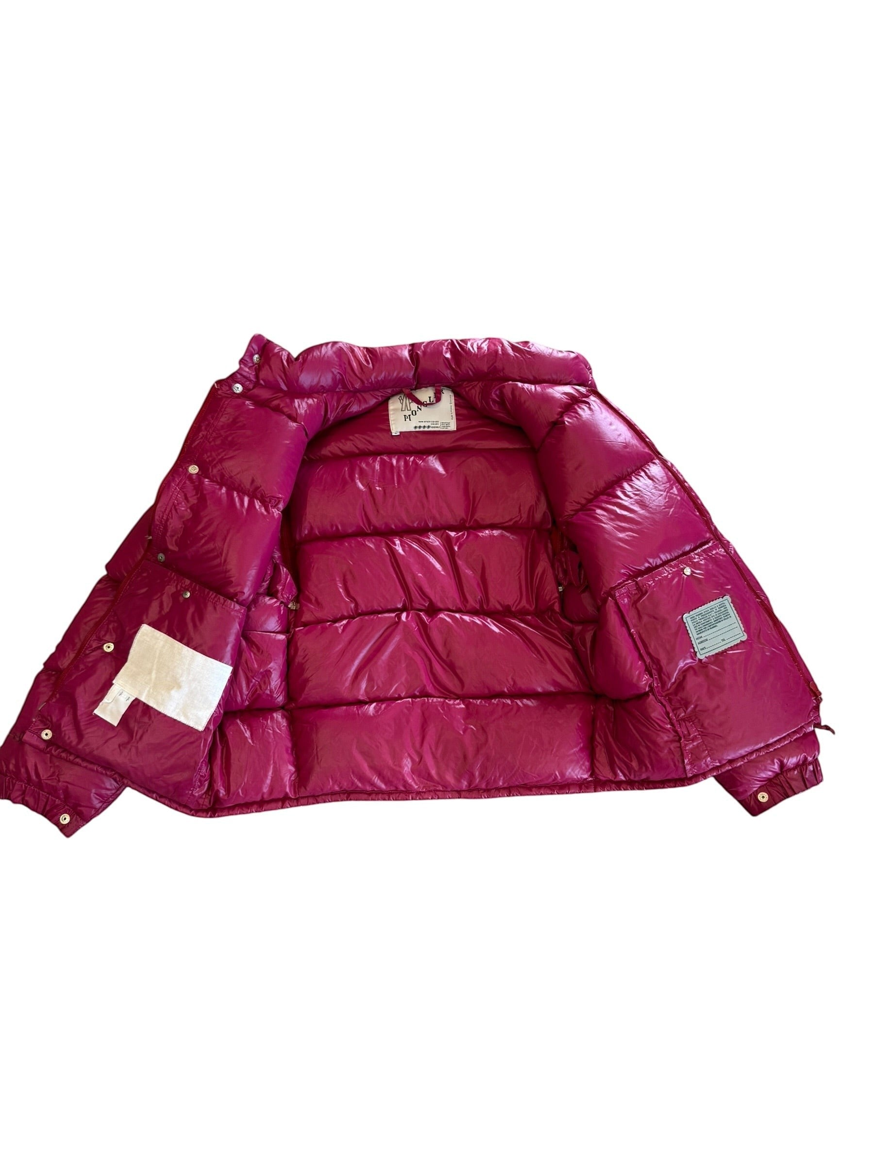 Archive No. 9 1990s Moncler vintage burgundy puffer jacket with detachable sleeves for gilet conversion. Size M.
