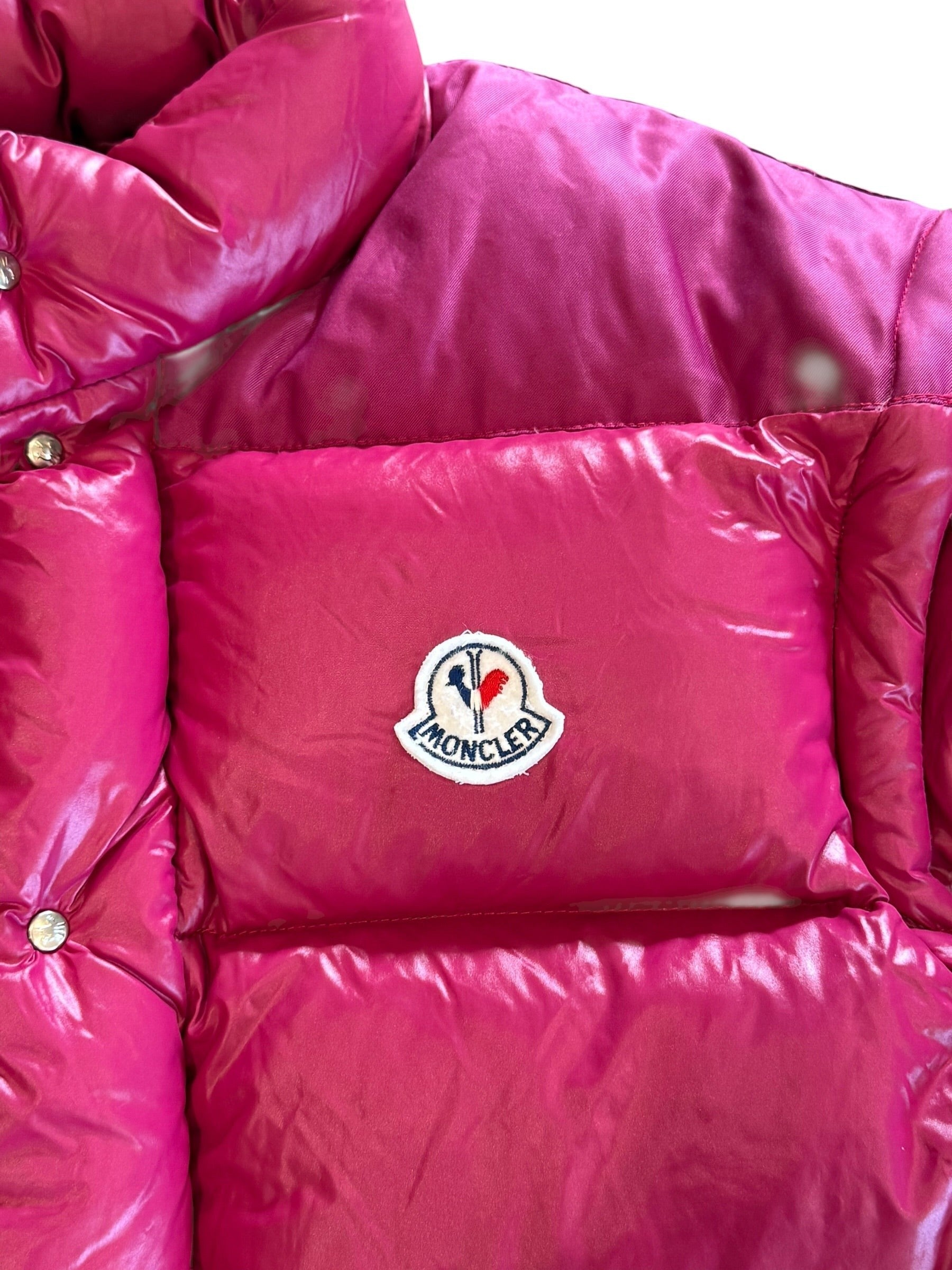 Archive No. 9 1990s Moncler vintage burgundy and pink puffer jacket/vest, size medium, down-filled, convertible.