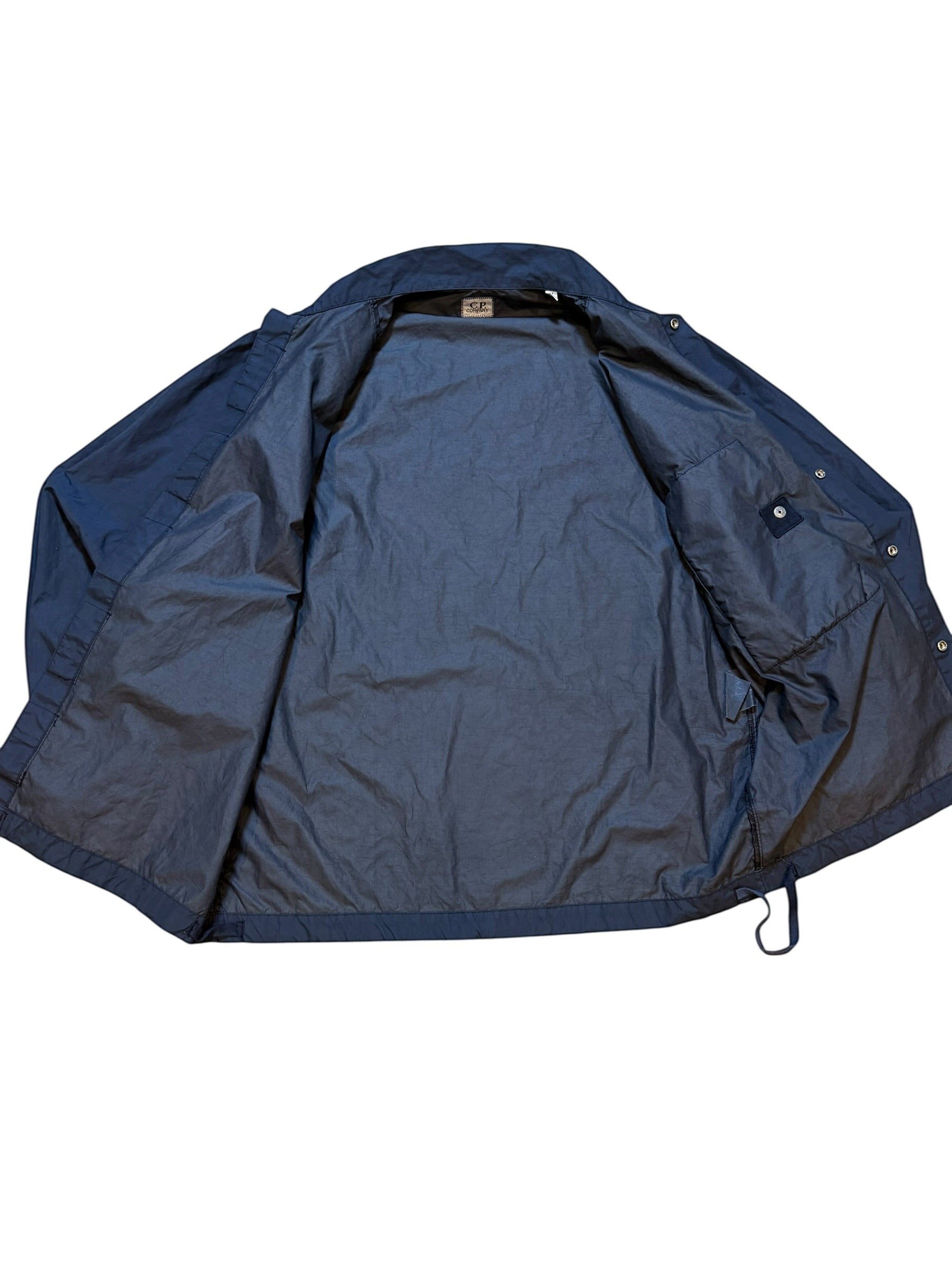 Archive No. 9 navy C.P. Company shell overshirt jacket, kids size 14, waterproof, wind-resistant, button-up front, embroidered logo.
