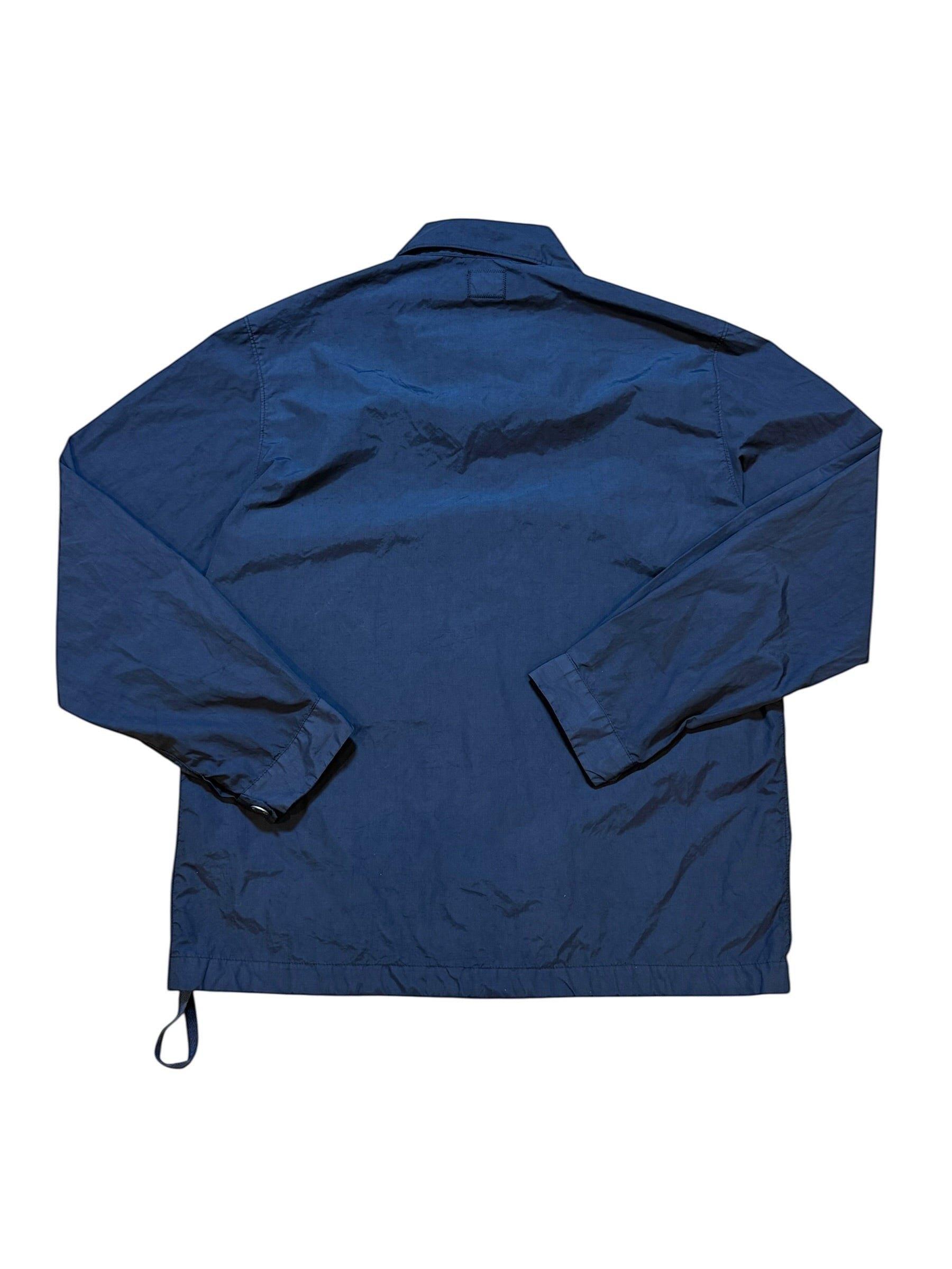 Archive No. 9 navy blue C.P. Company shell overshirt jacket, waterproof, wind-resistant, with embroidered logo on chest pocket. Size 14 kids / Small.