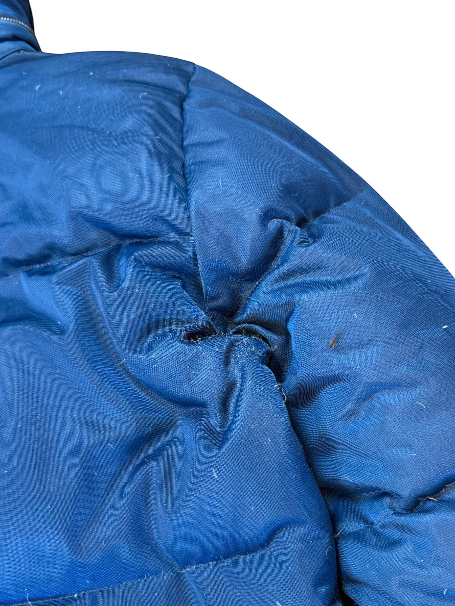 Archive No. 9 navy blue Stone Island down puffer jacket, size XL, with weatherproof exterior.