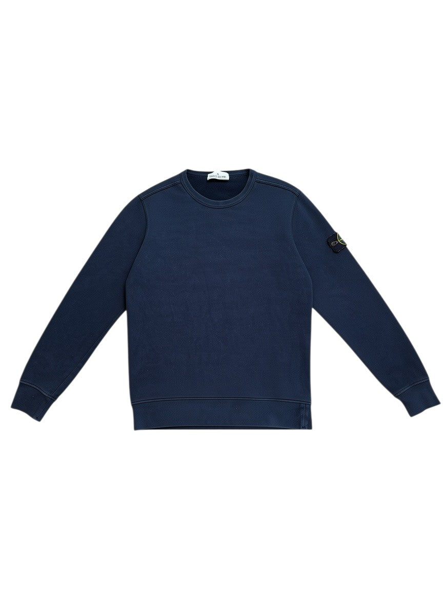 Archive No.9 navy Stone Island crewneck jumper in 100% cotton with the iconic compass badge on the sleeve.
