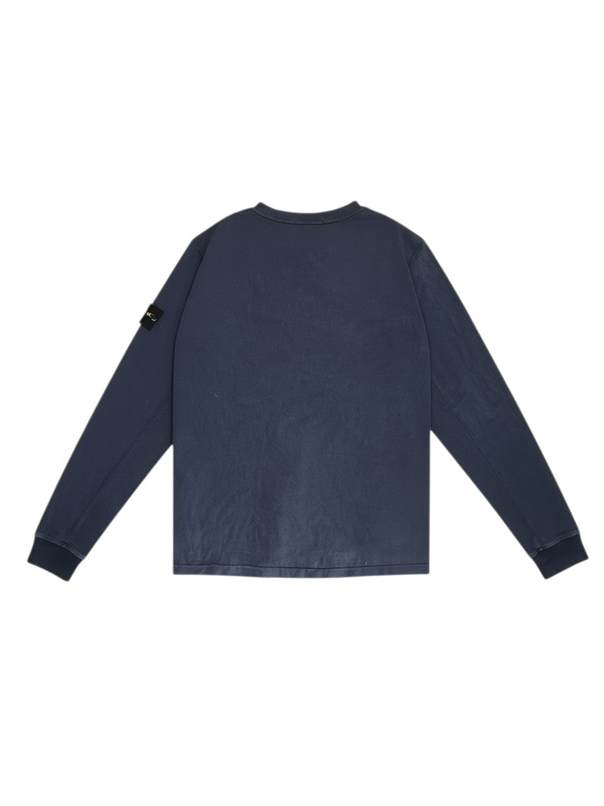 Archive No.9 navy cotton long sleeve t-shirt with Stone Island compass badge on the arm, size L.