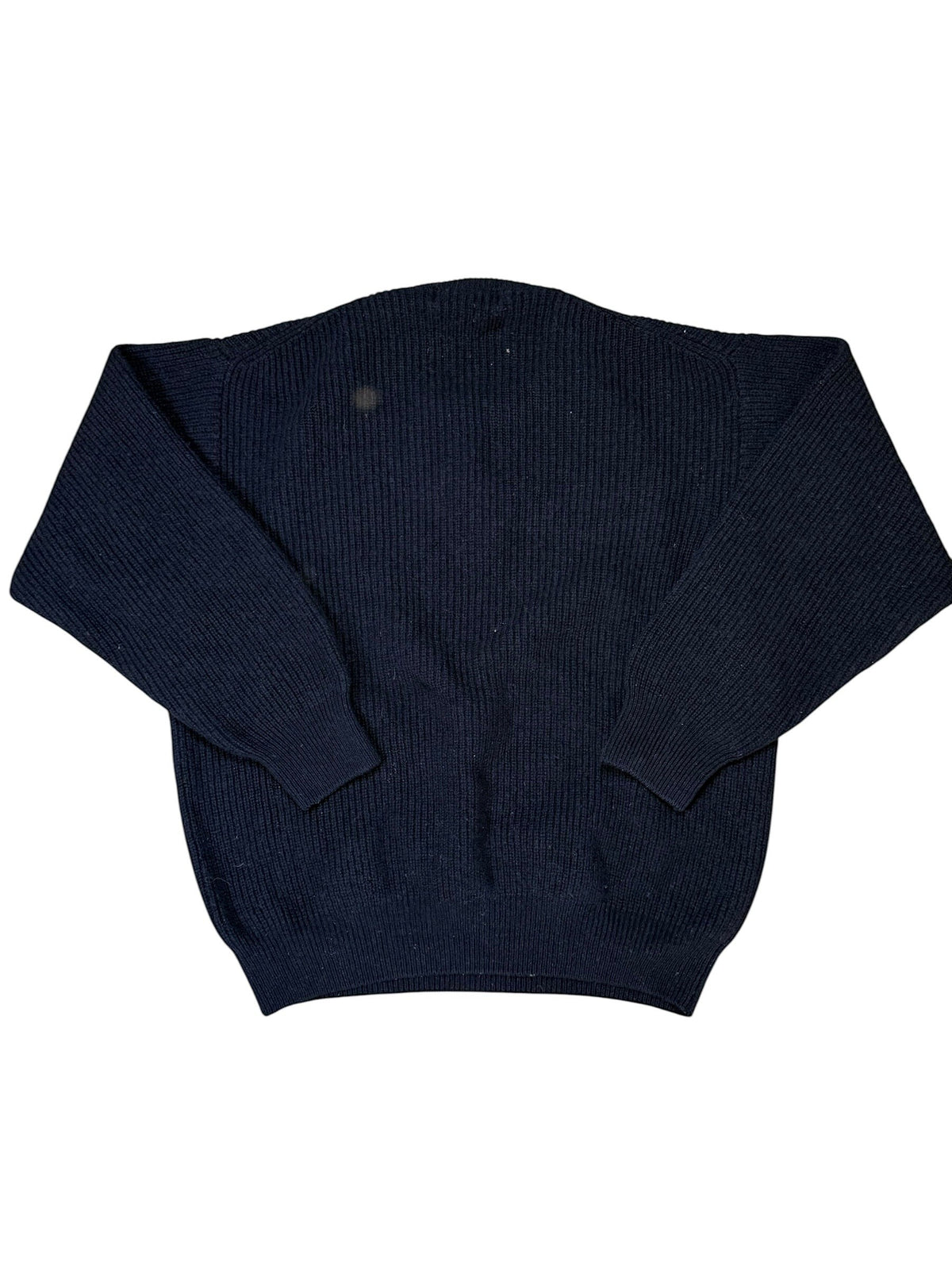 Archive No.9 vintage navy Yves Saint Laurent knit jumper with ribbed design and iconic badge. Size M.