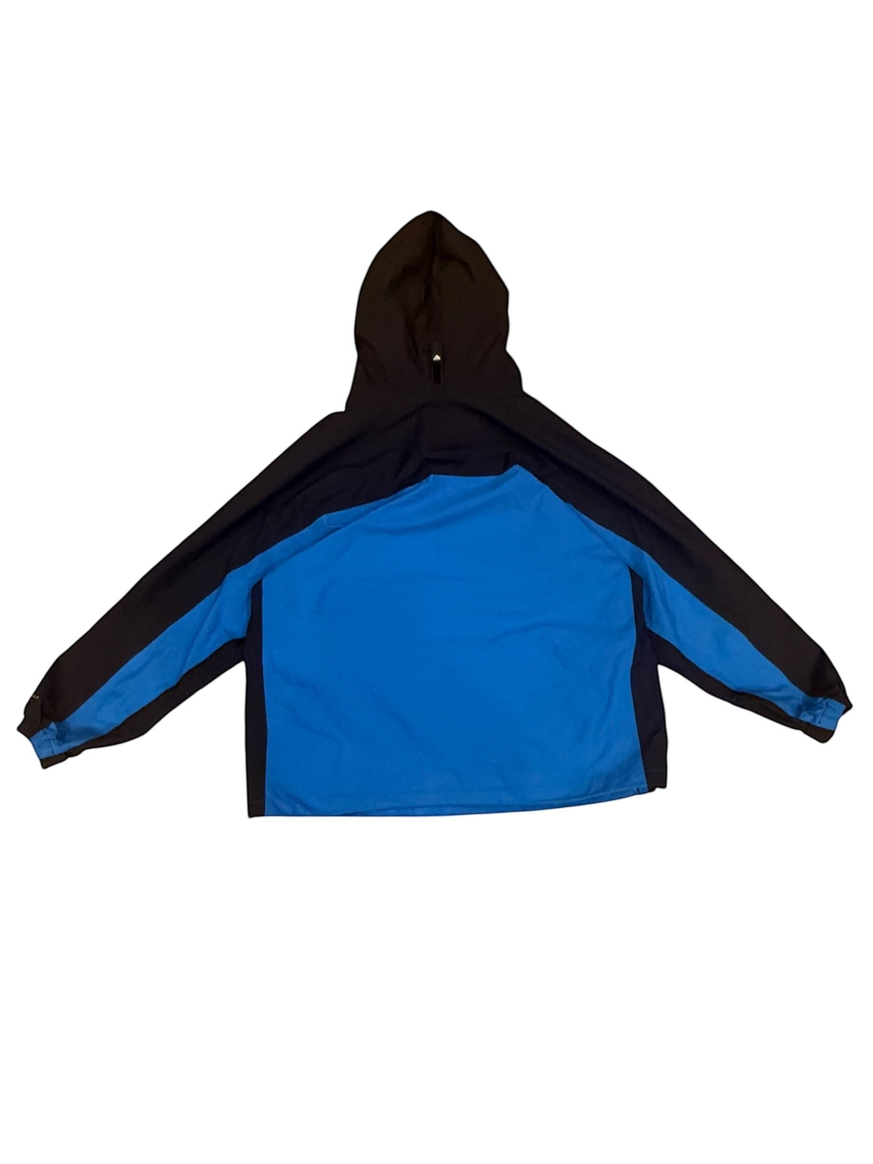 Archive No. 9 vintage Nike ACG black and blue windbreaker jacket, size Large. Features a hood and wind-resistant material.