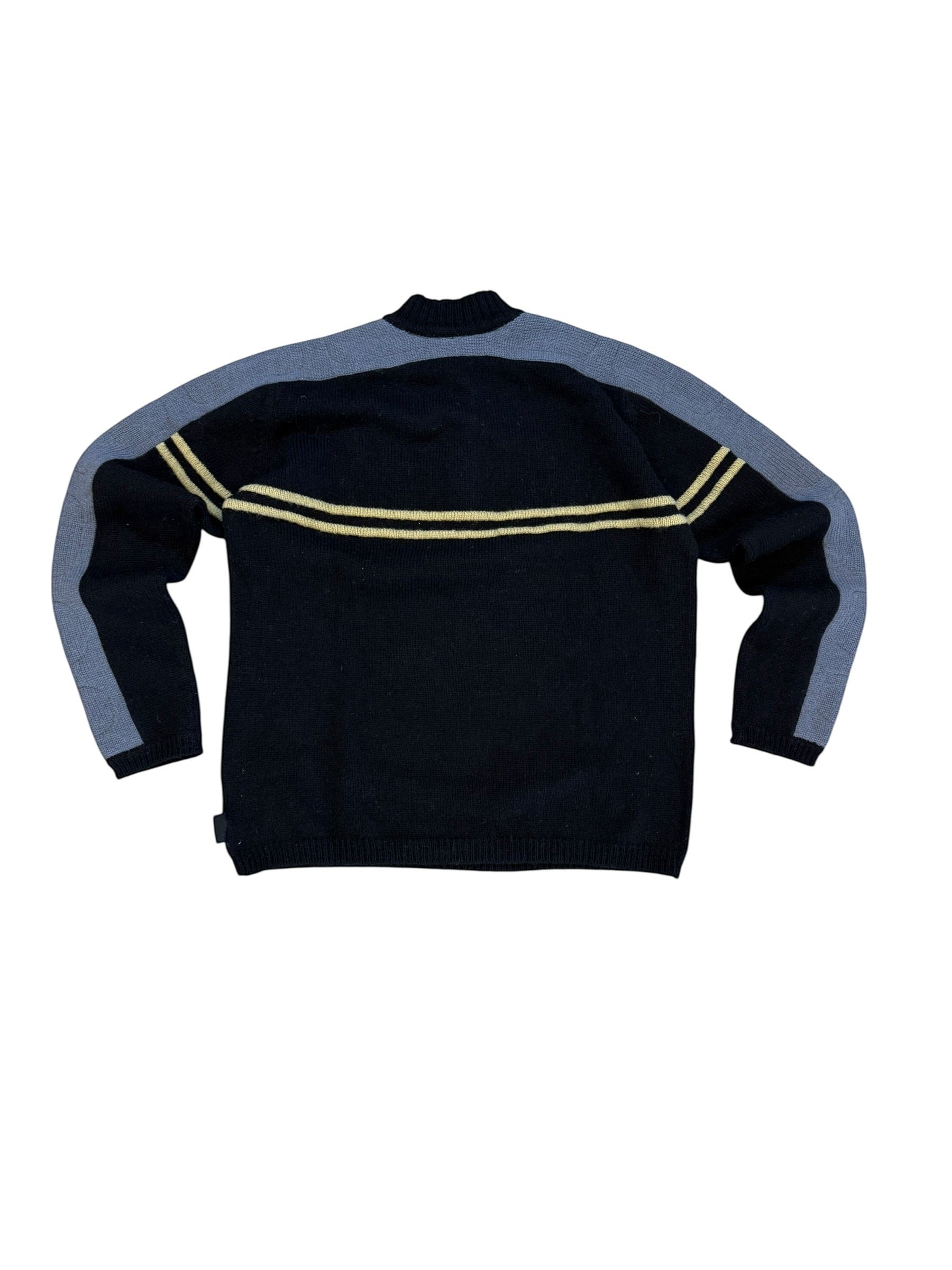 Archive No. 9 Nike ACG black and grey heavyweight knit Quarter Zip jumper with yellow stripe detail. Size S.