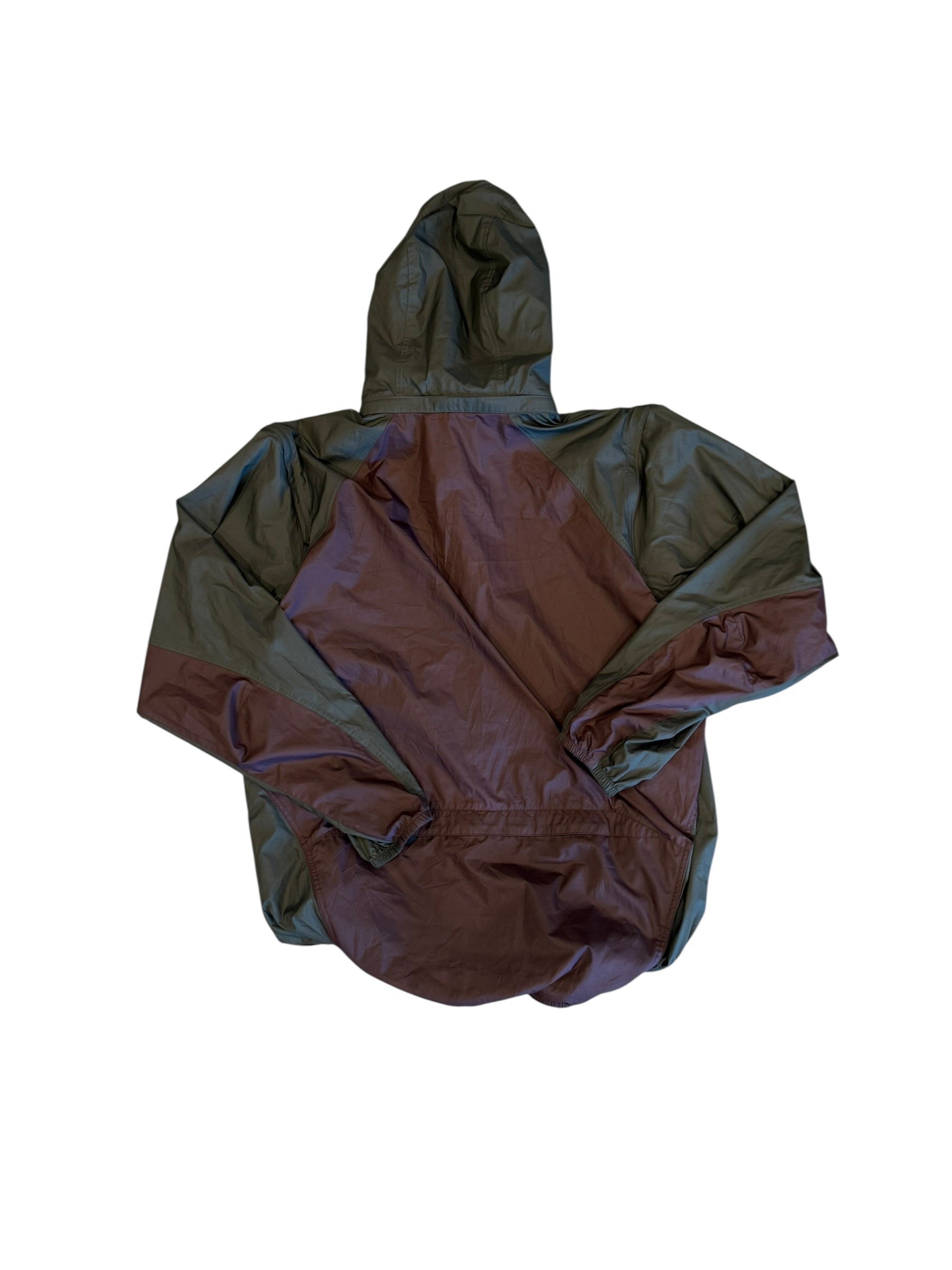 Archive No. 9 Nike ACG burgundy and khaki windbreaker jacket, size Large. Lightweight, water and wind resistant with hood.
