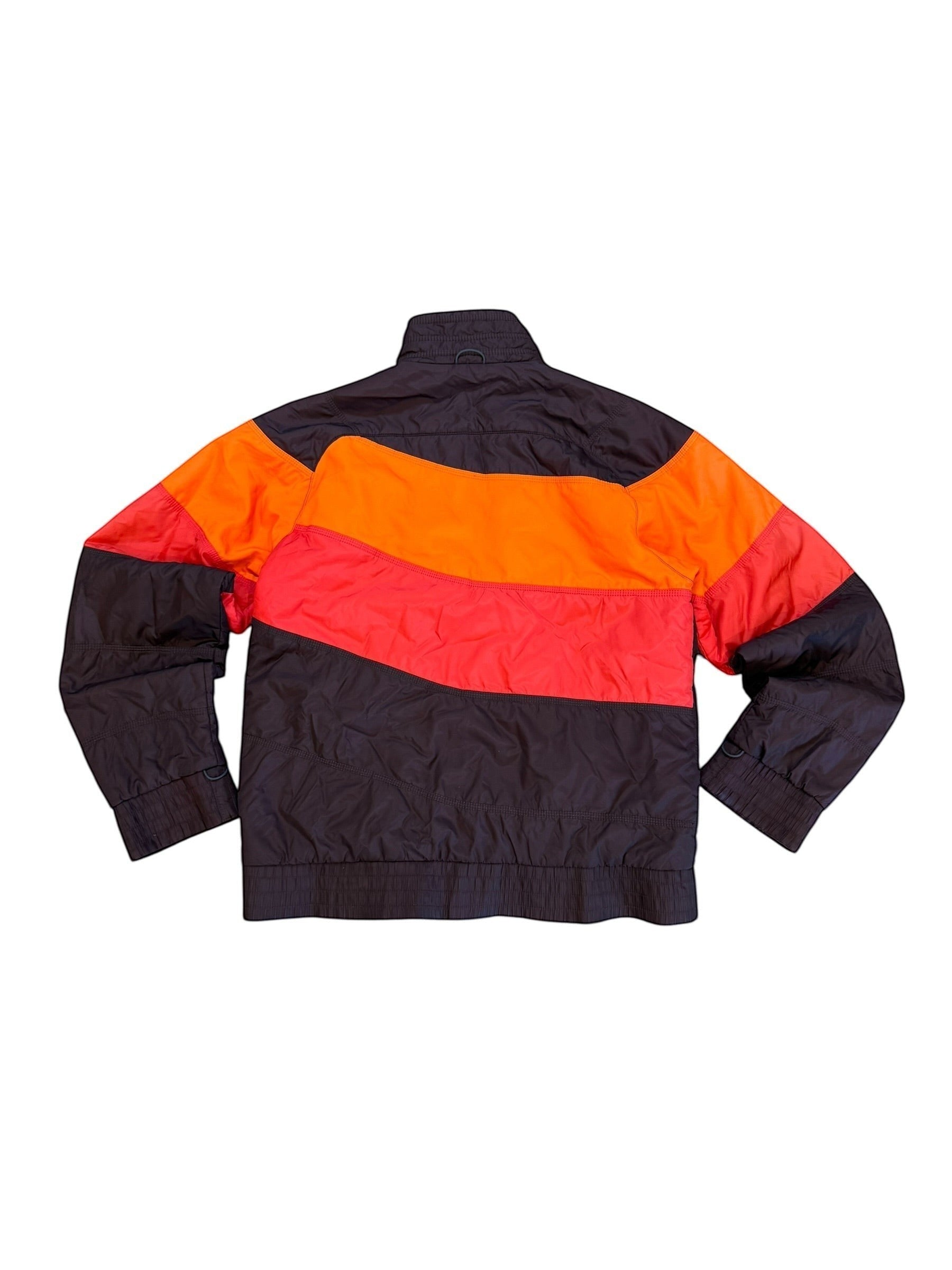 Archive No. 9 Nike ACG orange, red, and black down puffer jacket, size Small. Wind and water-resistant.