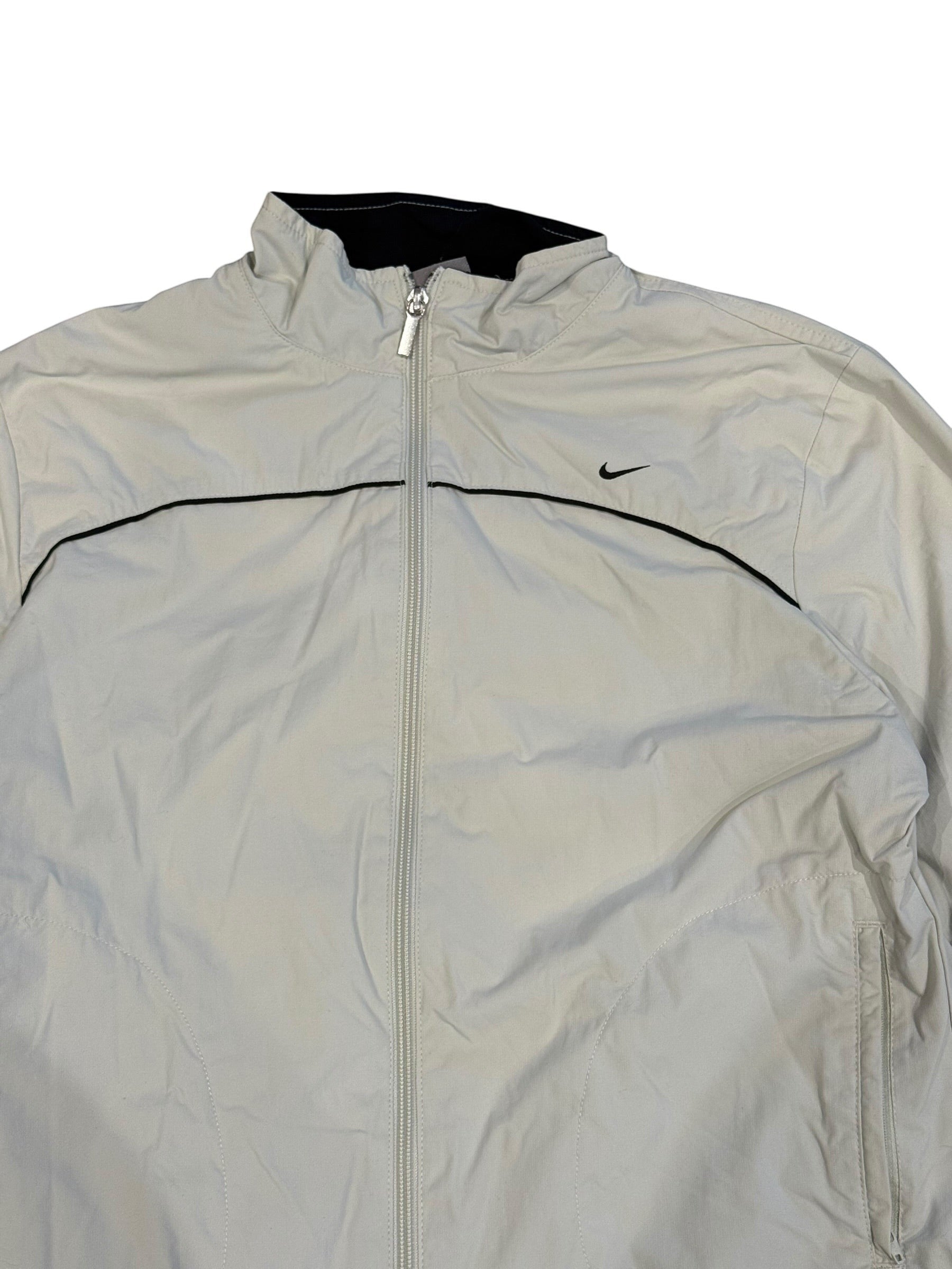 Archive No. 9 Nike grey and white vintage windbreaker jacket, size Medium. Lightweight and wind-resistant.