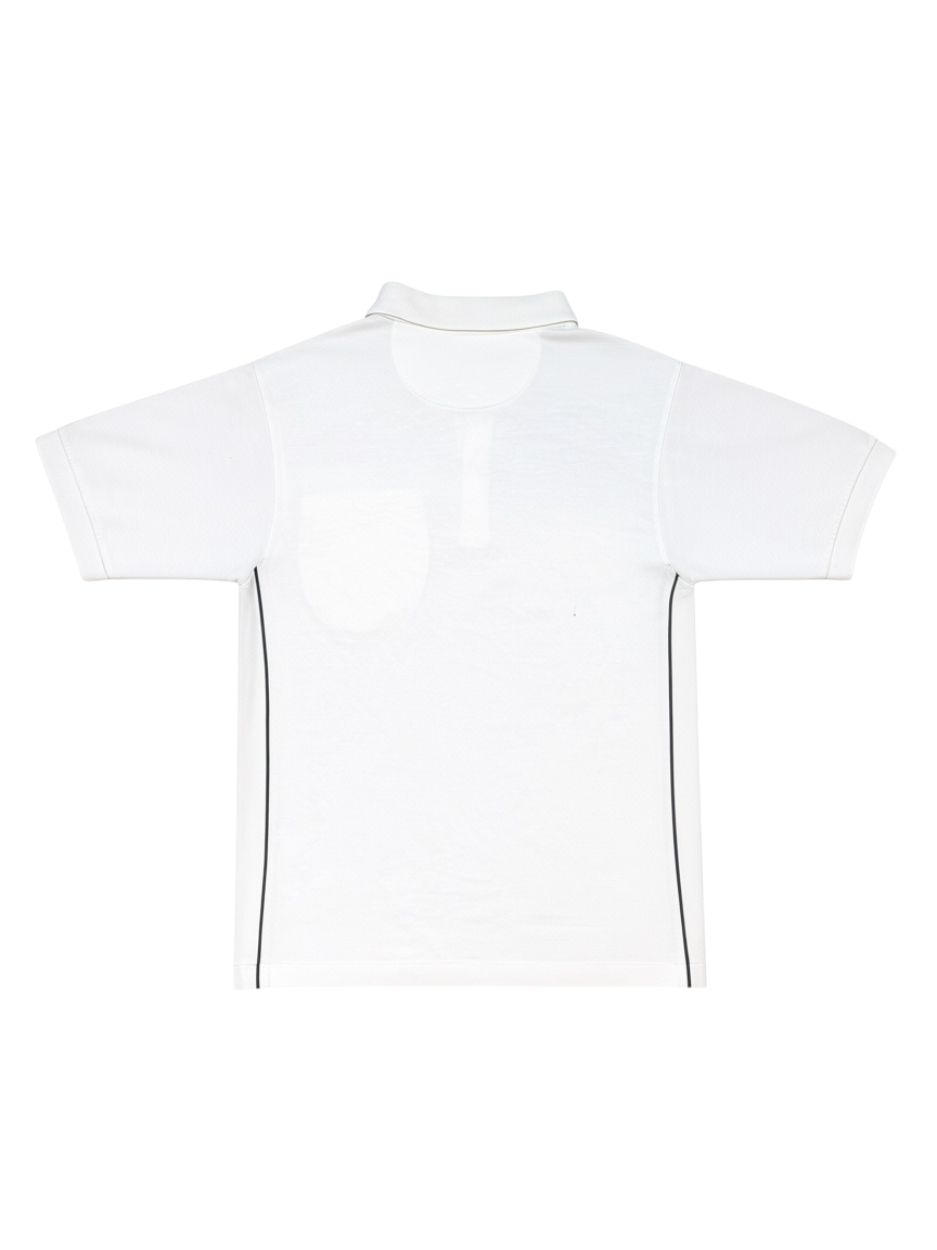 Archive No.9 vintage Nike white Dri-FIT polo shirt with contrast side piping, back view.