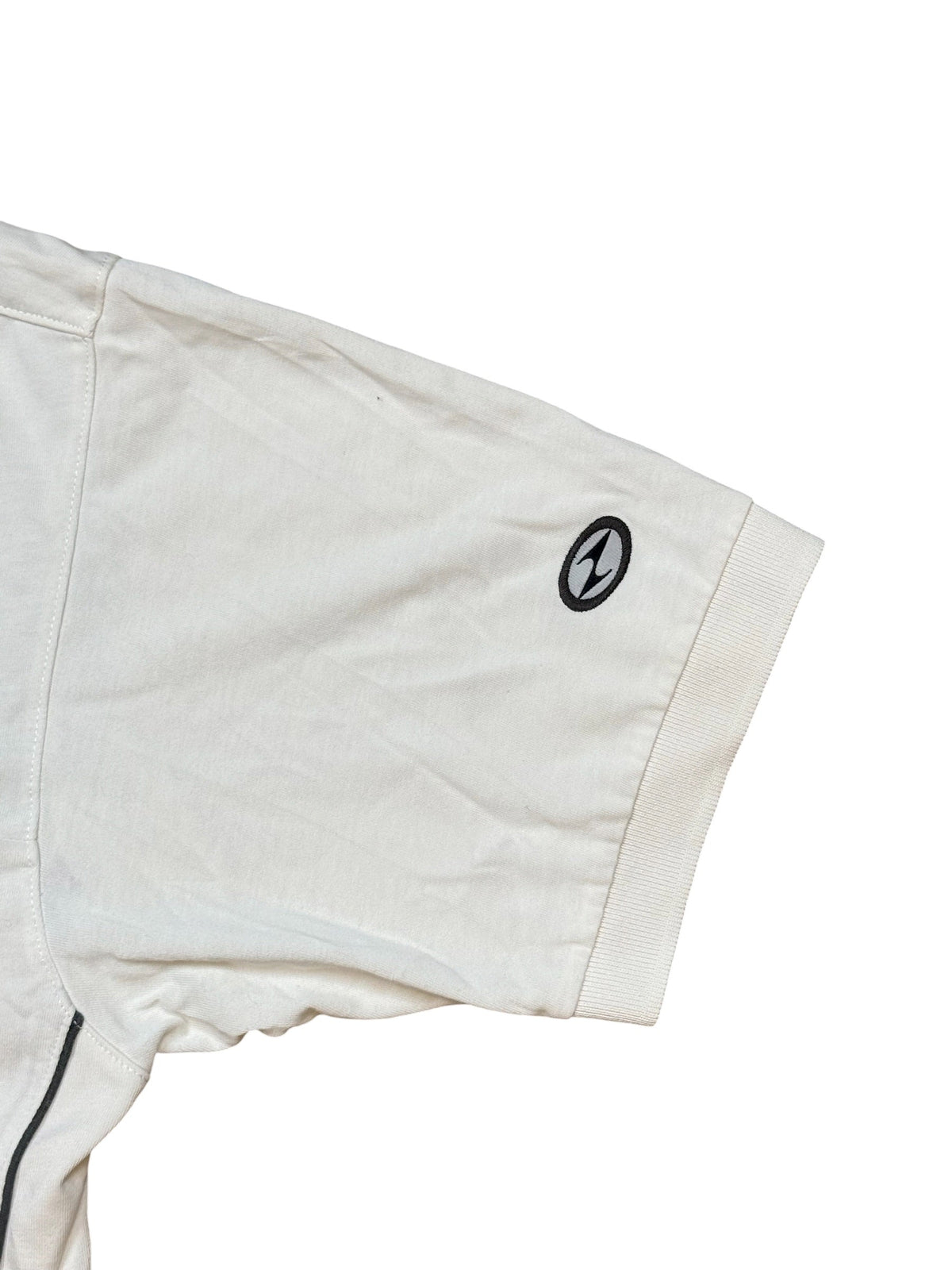 Archive No.9 Nike Tiger Woods 2000s vintage white polo shirt sleeve detail with black logo embroidery