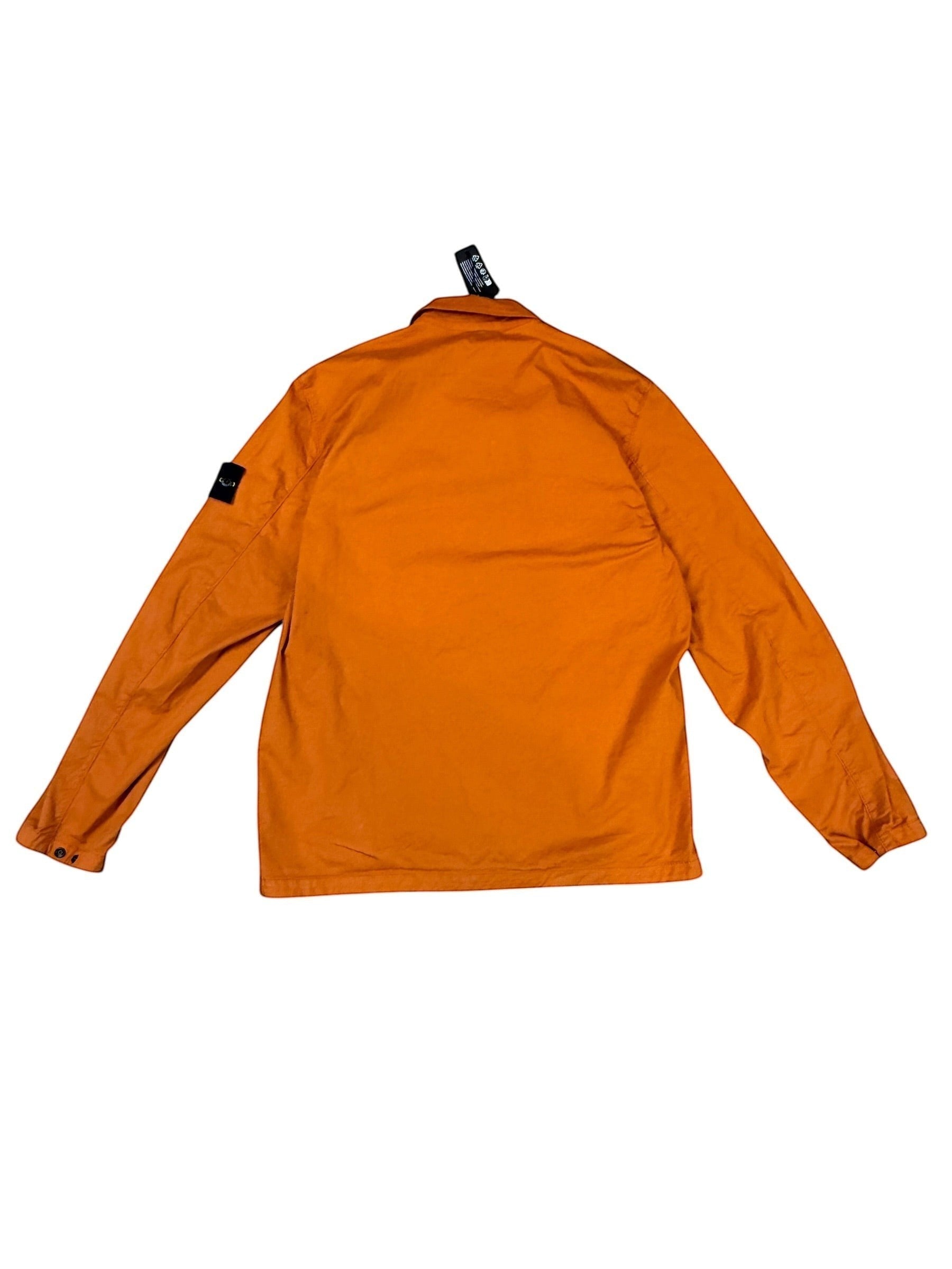 Archive No. 9 orange 100% cotton Stone Island overshirt with compass badge on arm, size M.