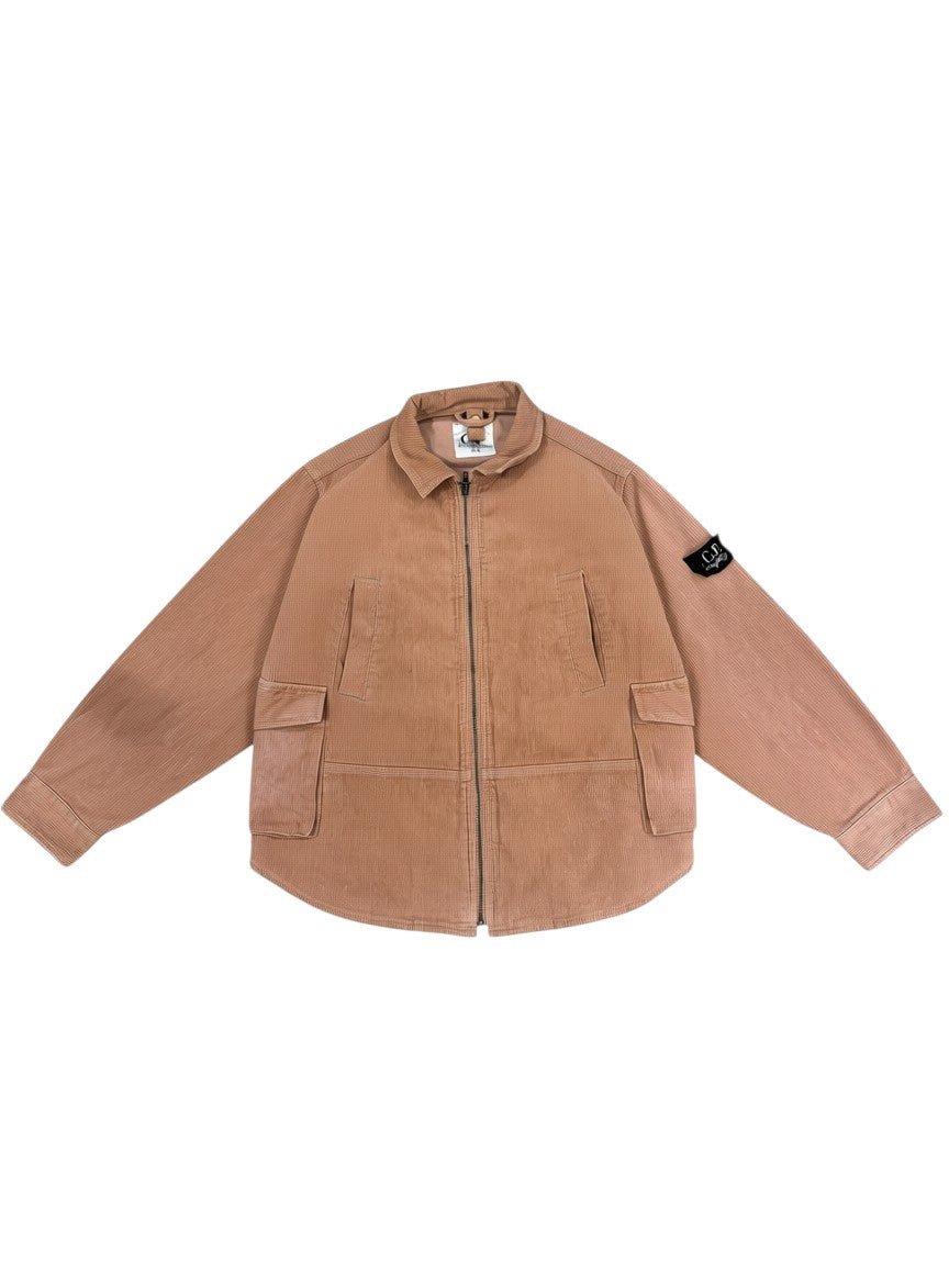 Archive No. 9 vintage pink corduroy jacket, size Small, with zip fastening and two front pockets.