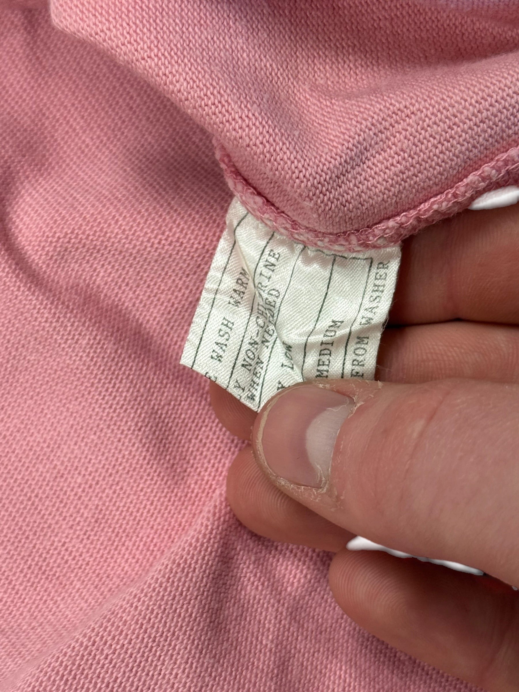 Archive No. 9 vintage pink 100% cotton Ralph Lauren rugby shirt, size M, with slight sun fading on front.