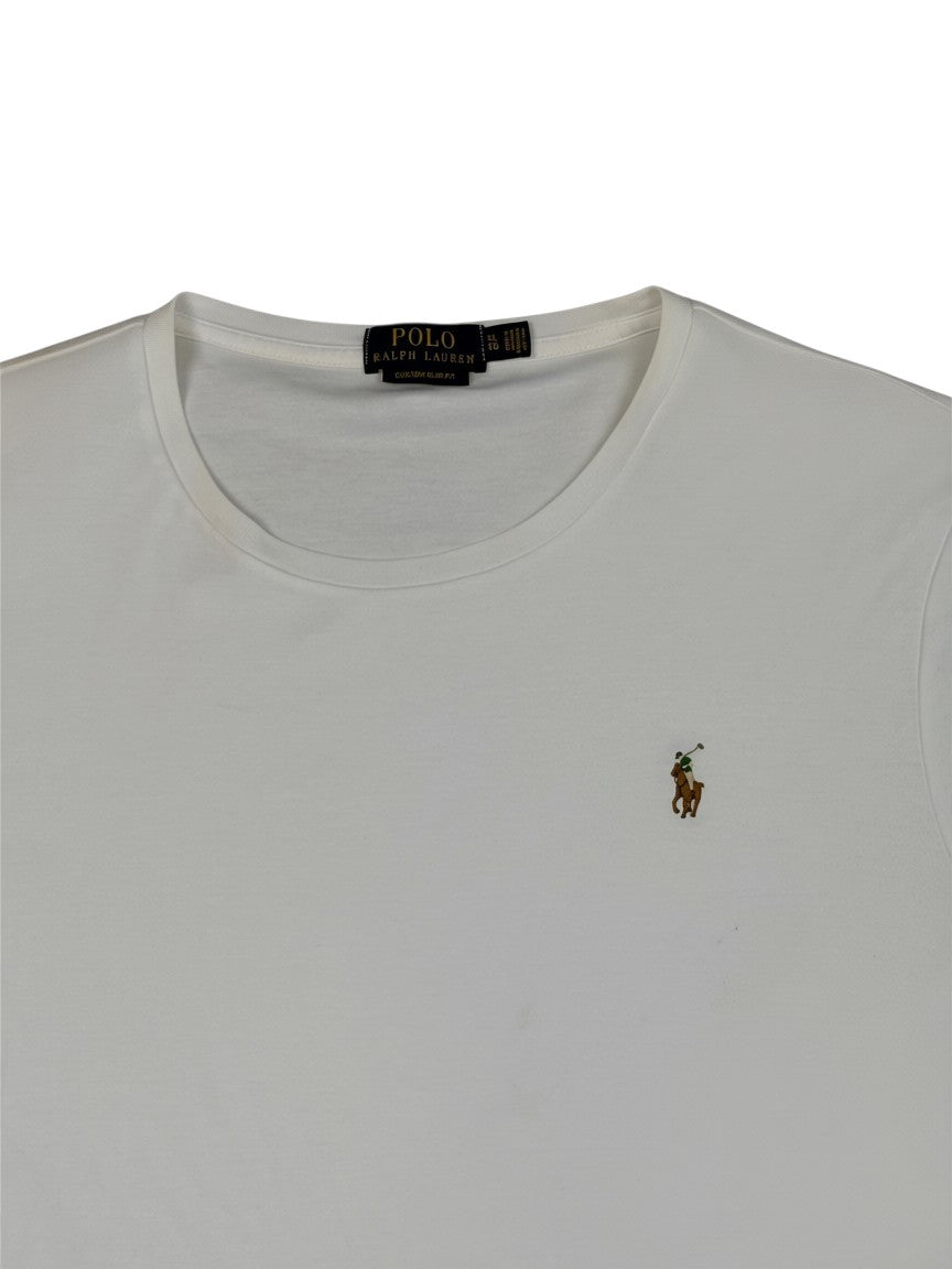 Archive No.9 Ralph Lauren white cotton t-shirt with iconic embroidered pony logo on the chest.