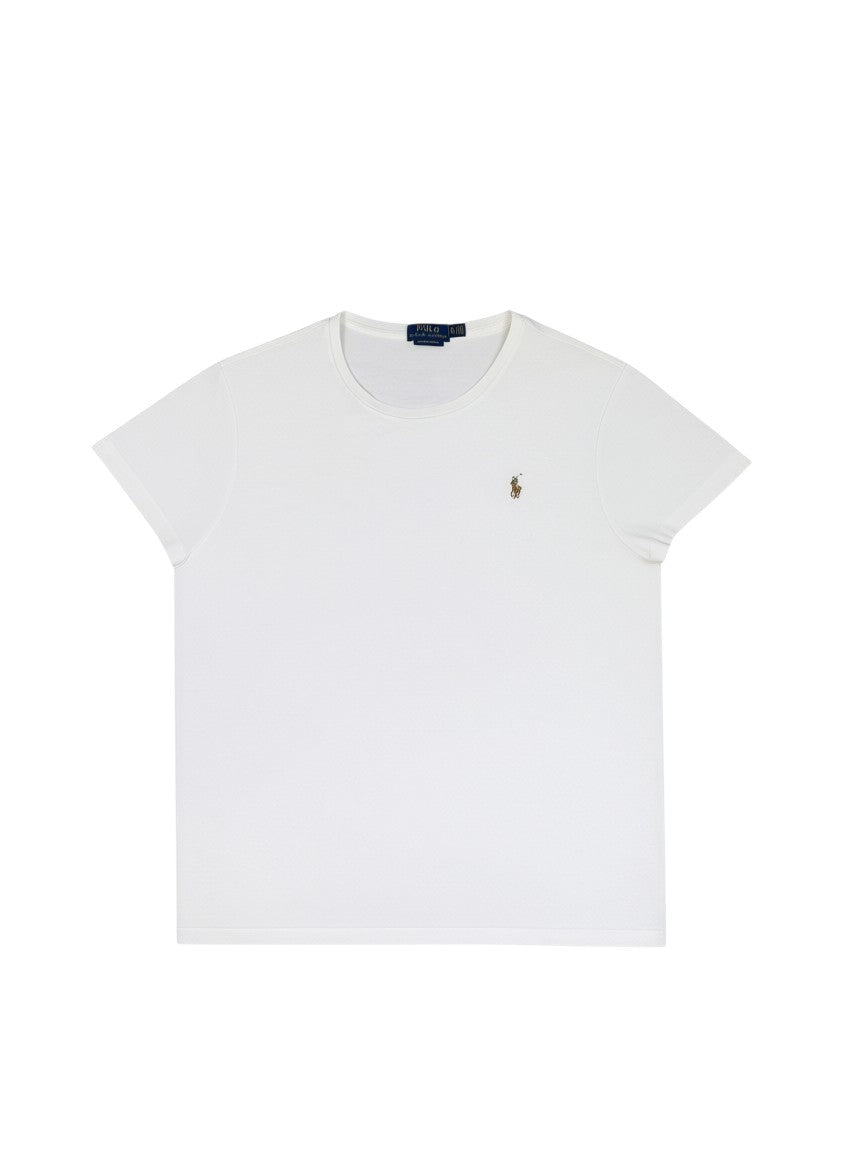 Archive No.9 Ralph Lauren white cotton t-shirt with iconic chest logo in a regular fit