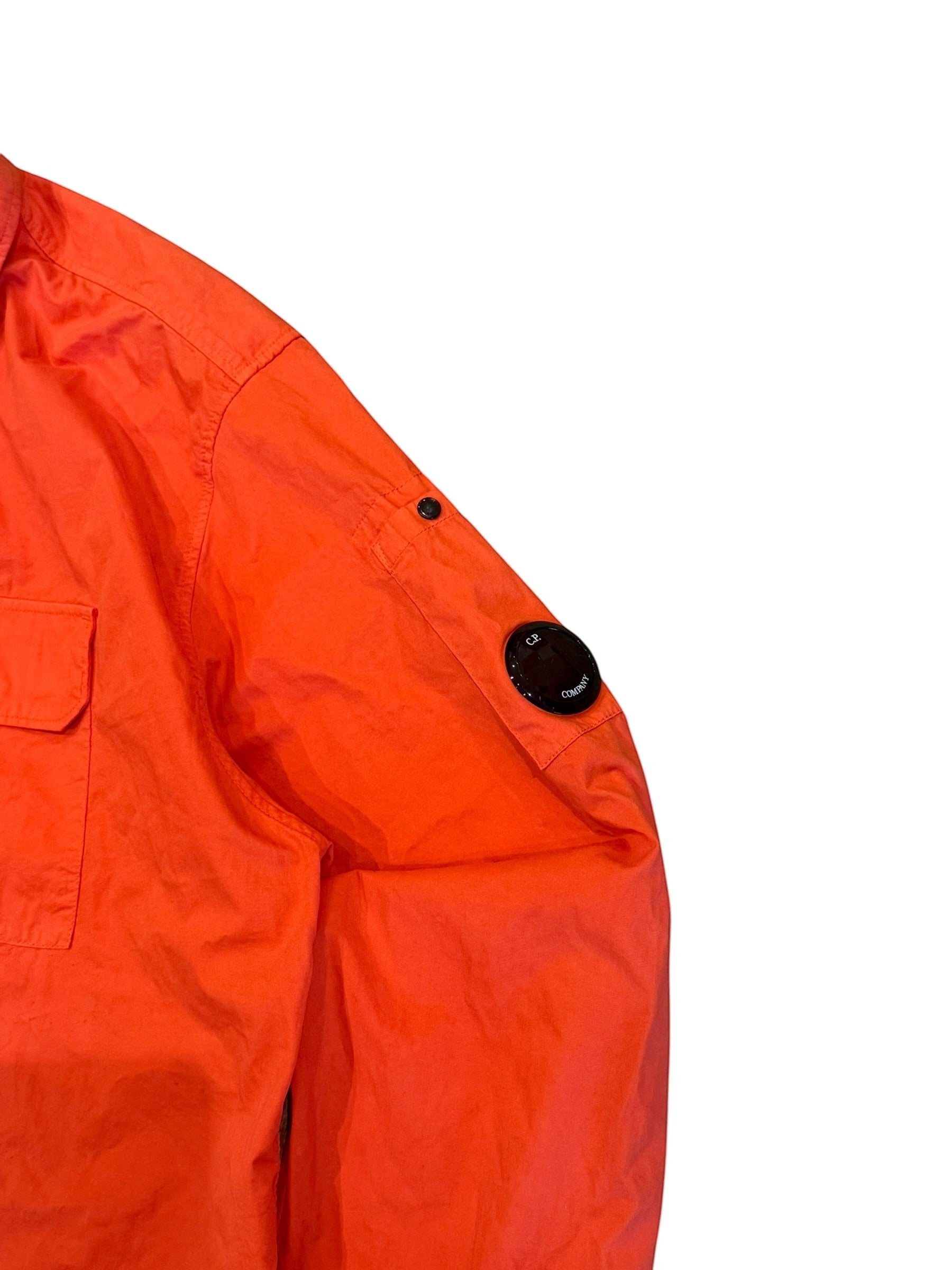 Archive No. 9 red C.P. Company lightweight overshirt with iconic arm lens and chest pocket, size XXL.