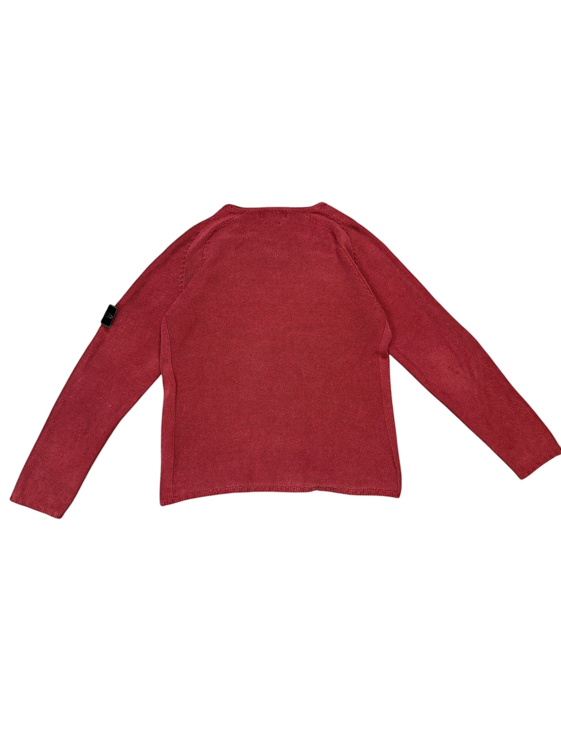 Archive No. 9 red 100% cotton Stone Island vintage knit jumper with a v-neck and the iconic Stone Island badge on the sleeve.