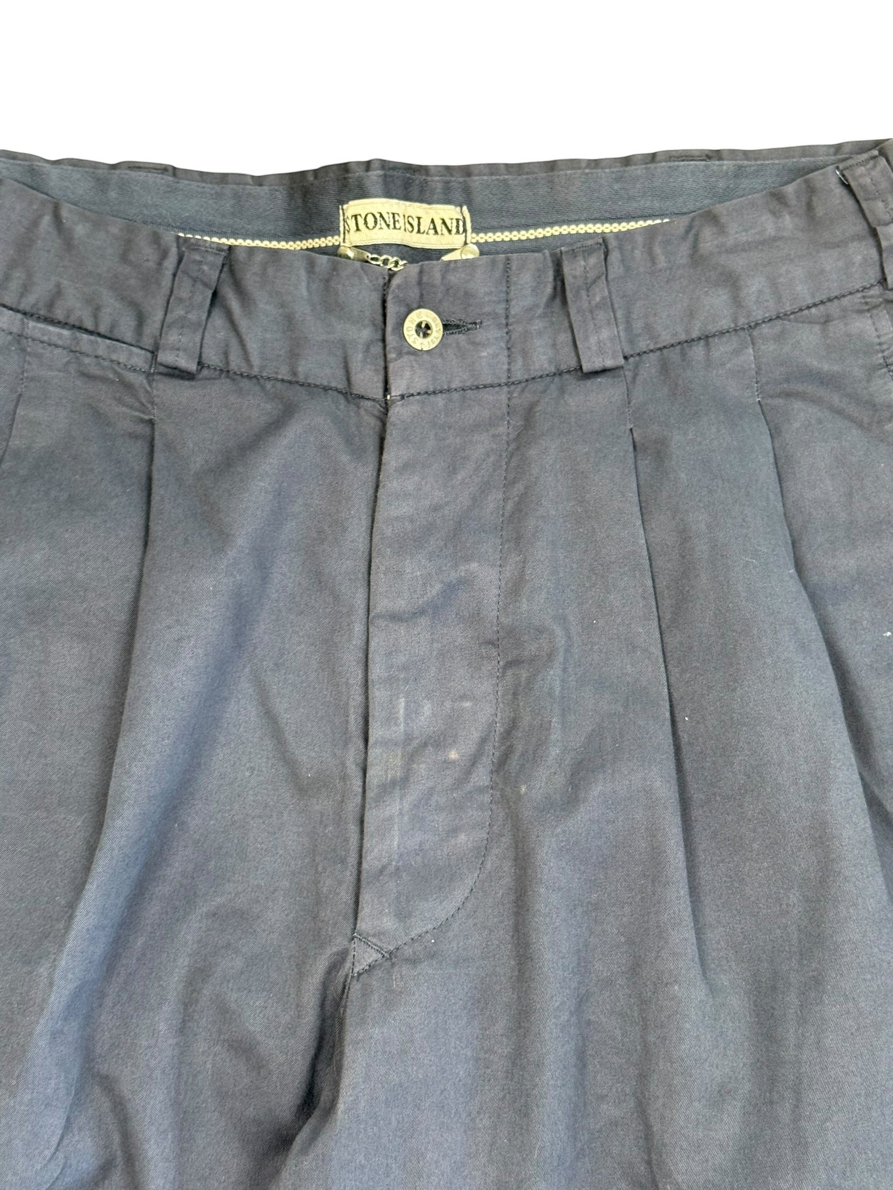 Archive No. 9 navy vintage 1995 Stone Island trousers, W30, straight leg fit, cotton blend.