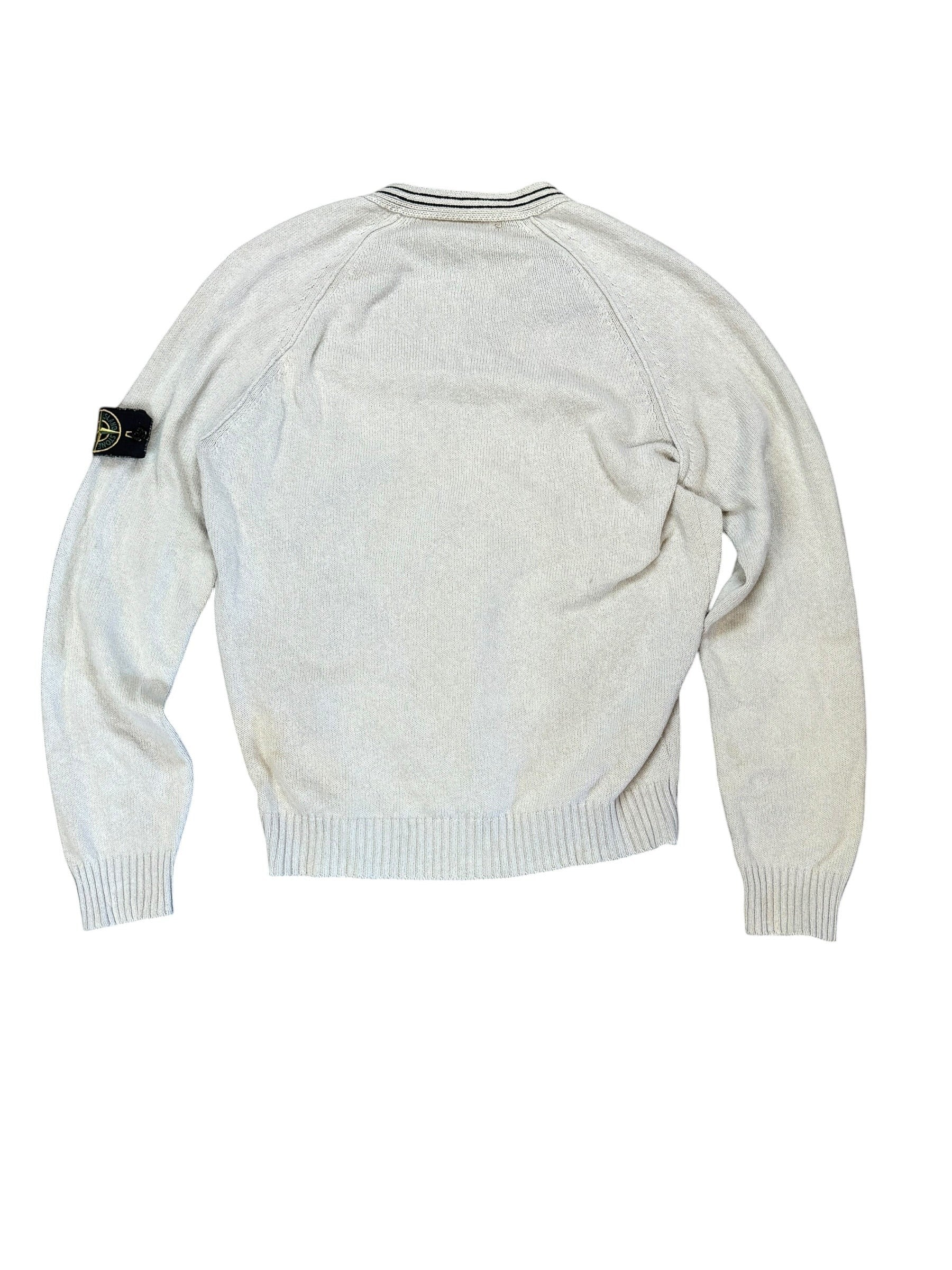 Archive No. 9 beige Stone Island reissue Knit Jumper, size M. Lightweight knit with signature badge on sleeve.