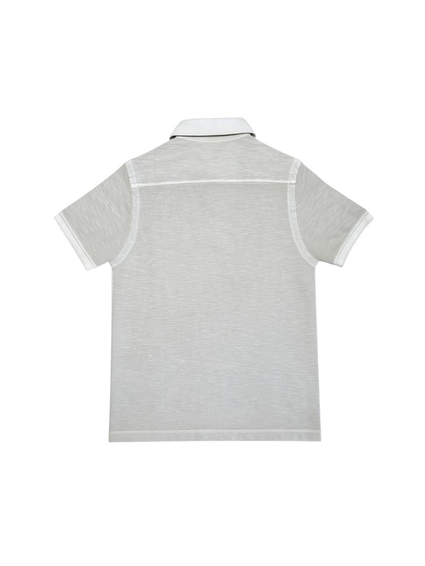 Back view of a beige Stone Island regular fit cotton polo shirt from Archive No.9