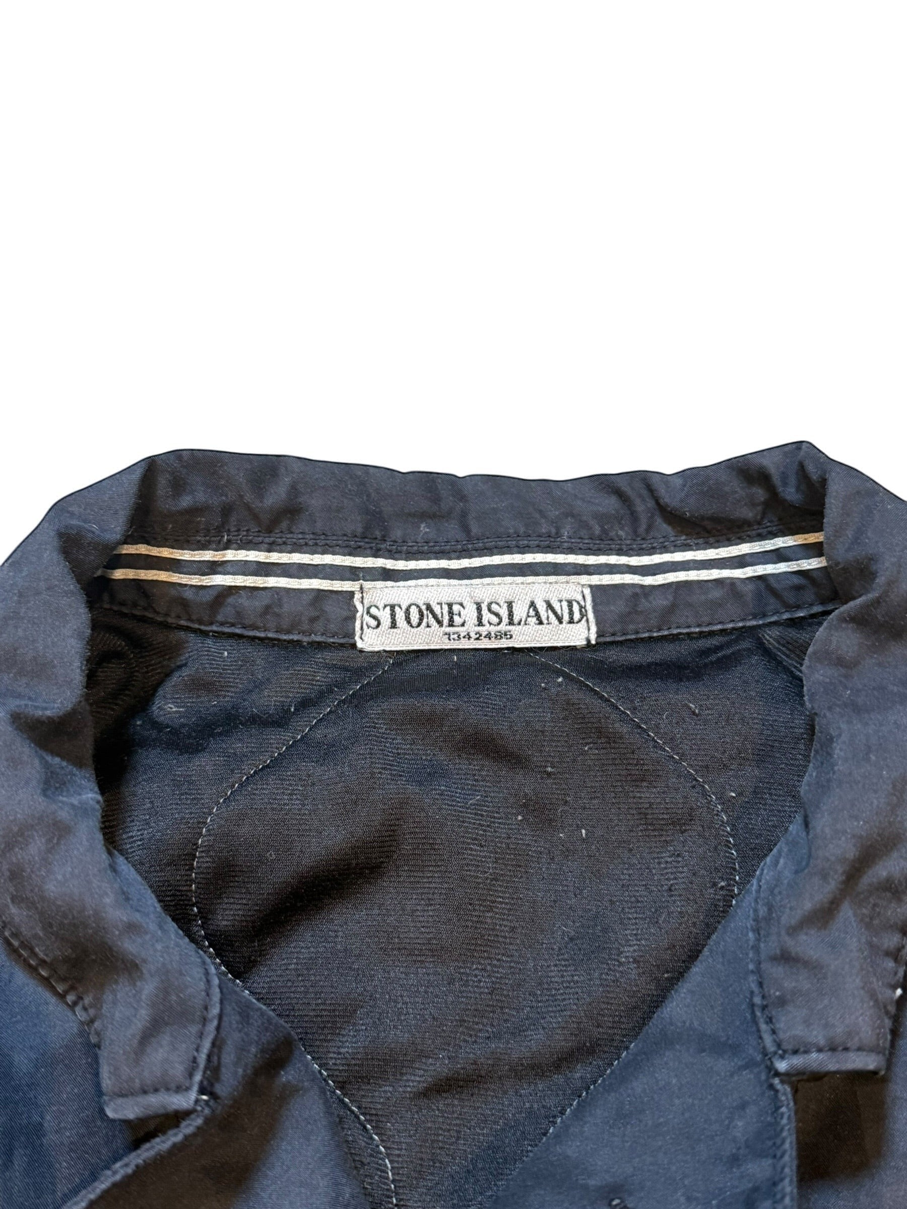 Archive No. 9 black Stone Island Harrington jacket with velvet lining, down-filled for warmth.