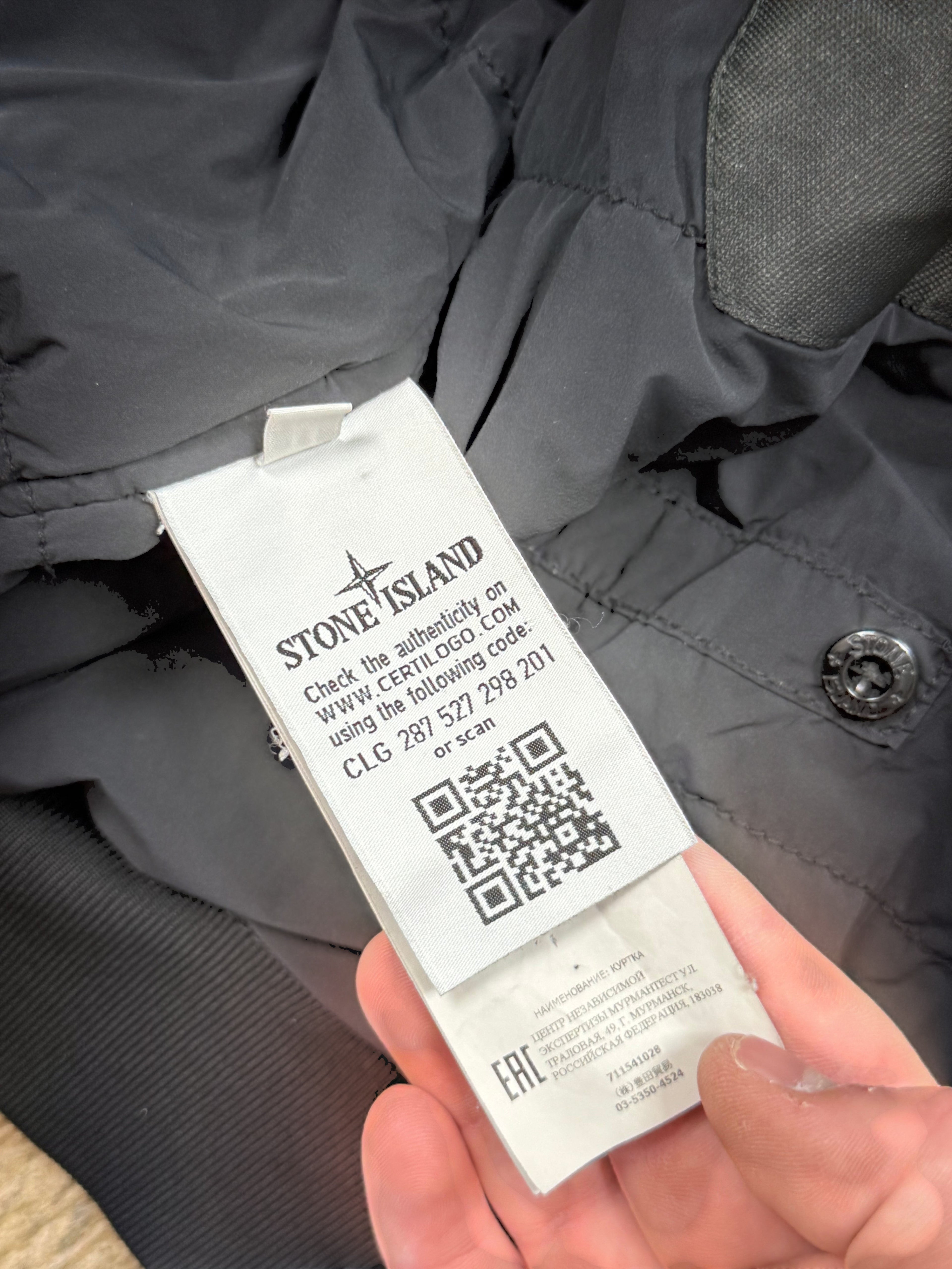 Archive No. 9 black Stone Island Comfort Tech Composite Jacket with elasticated cuffs and waist, size M.