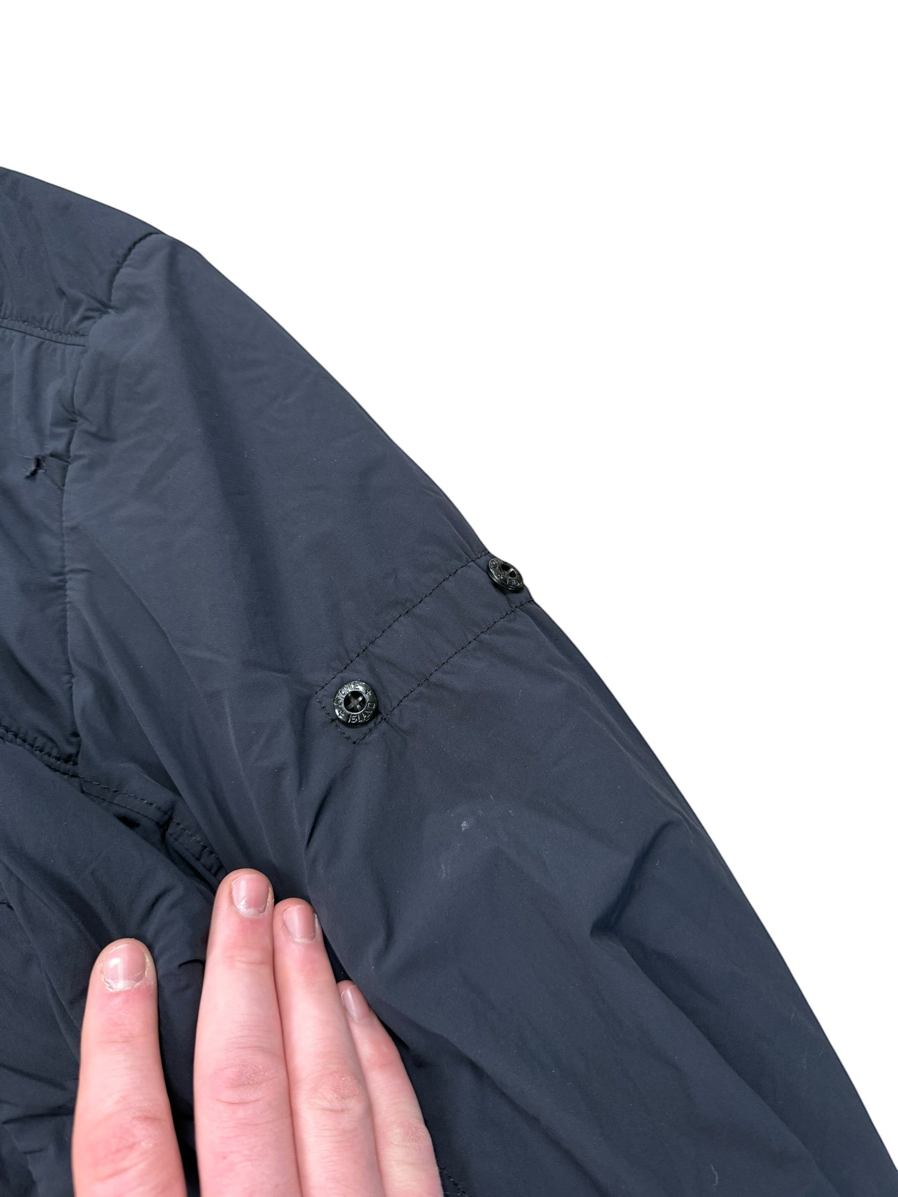 Archive No.9 black Stone Island Comfort Tech Composite Jacket, size M, with elasticated cuffs and waist.