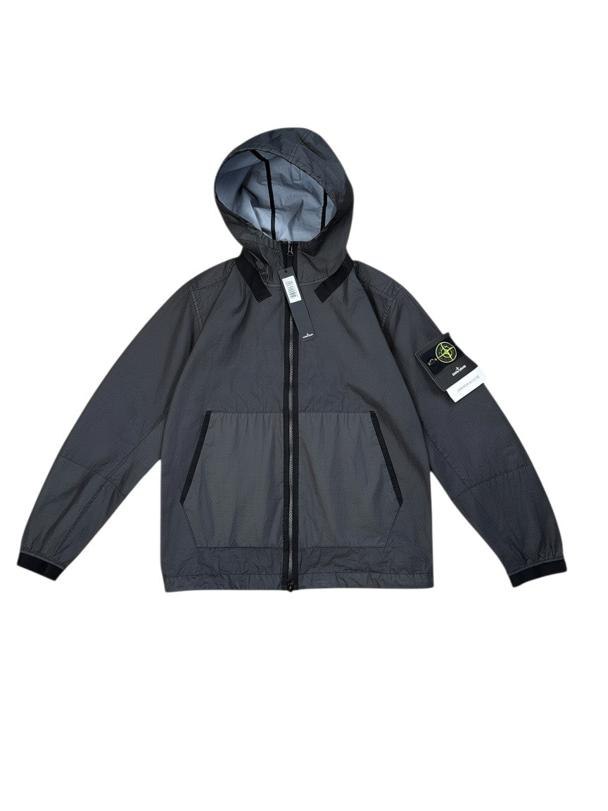 Archive No. 9 Stone Island black Membrana 3L TC waterproof jacket, size M. Features zip closure, hood, and iconic logo patch.