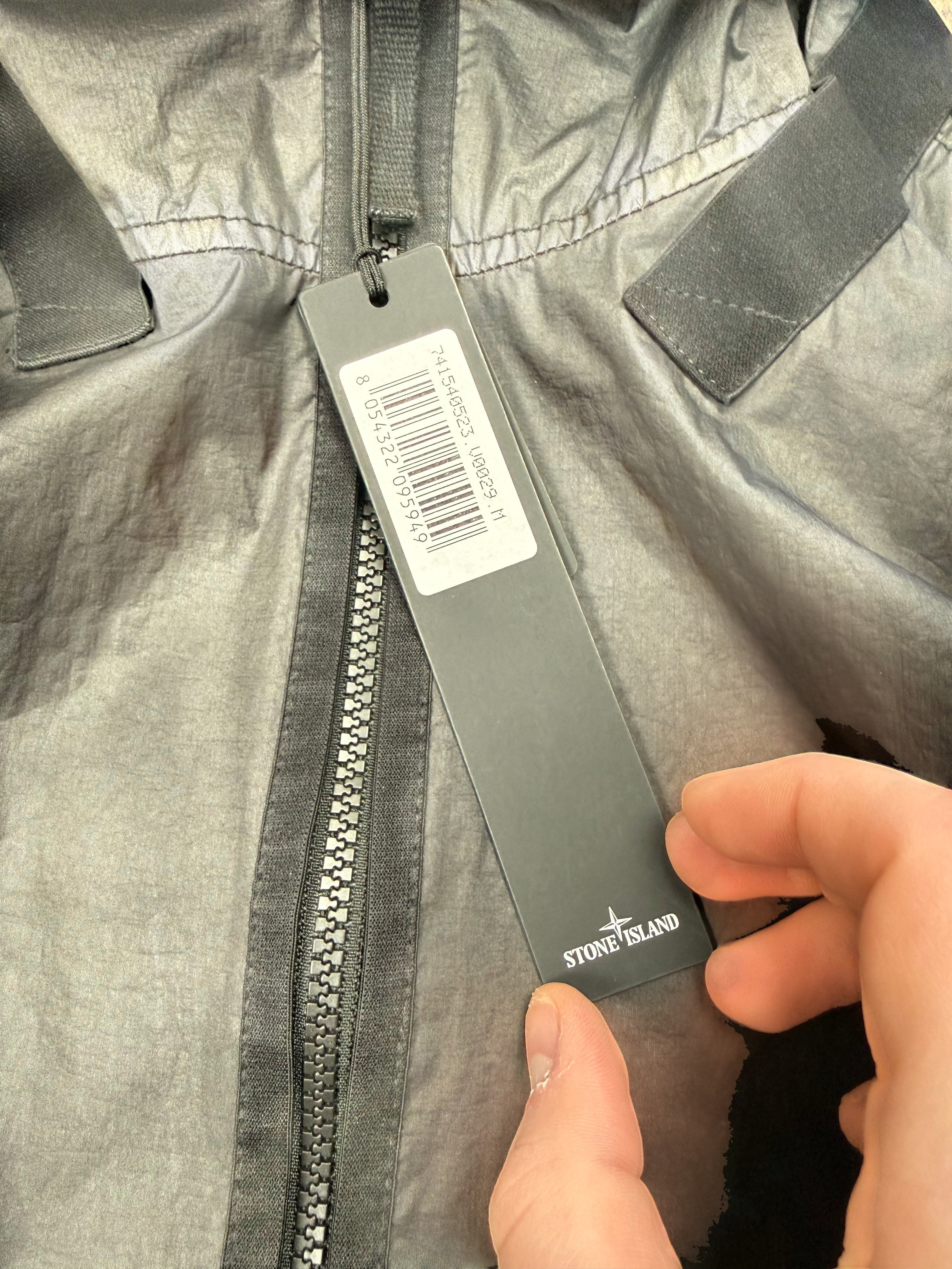 Archive No. 9 Stone Island black Membrana 3L TC waterproof jacket, size M, with zipper detail and tags.