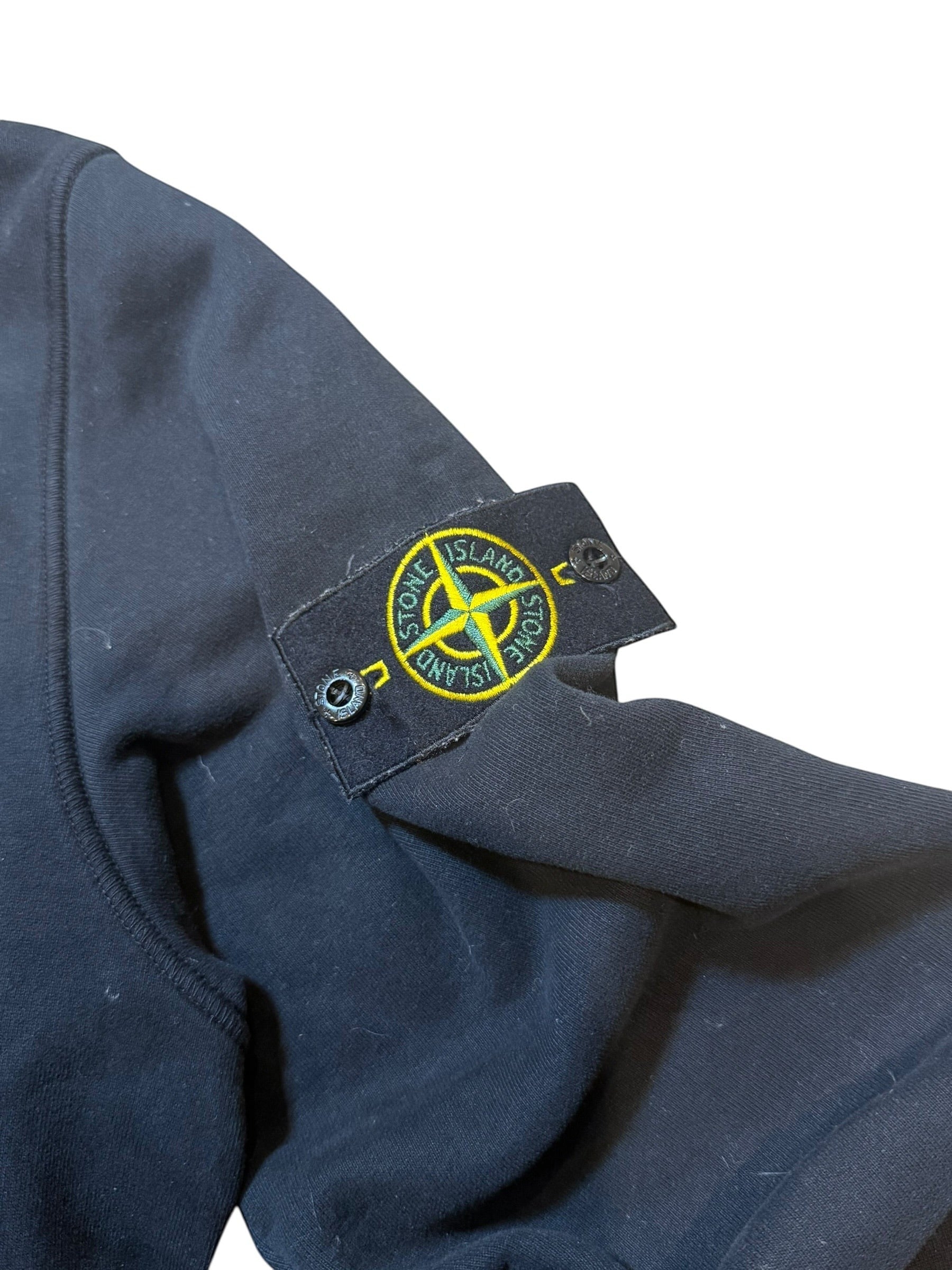 Archive No. 9 black Stone Island jumper with iconic compass badge on the arm, size S.