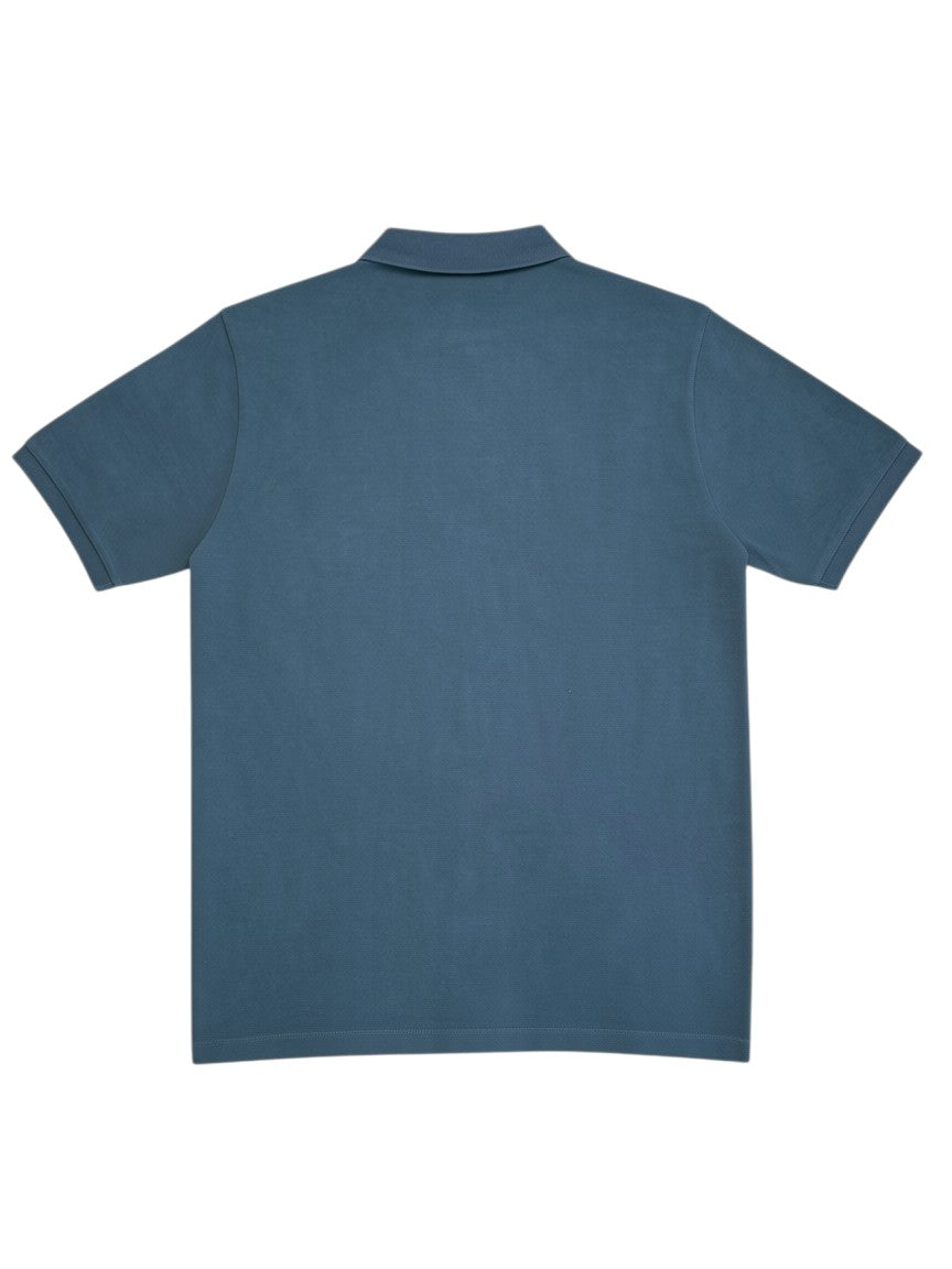 Archive No.9 blue Stone Island cotton polo shirt, back view showing regular fit design.