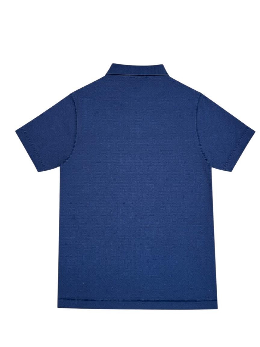 Archive No.9 Stone Island blue cotton polo shirt, back view showing regular fit design.