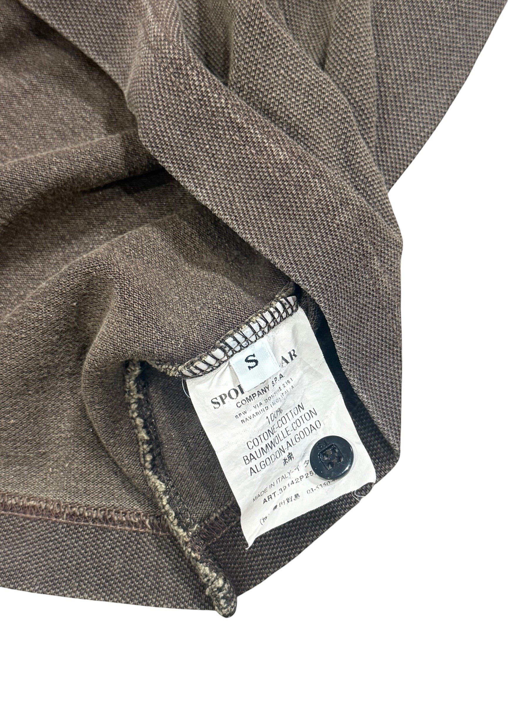 Archive No. 9 Stone Island brown cotton polo shirt, size S. Made in Italy with a regular fit.