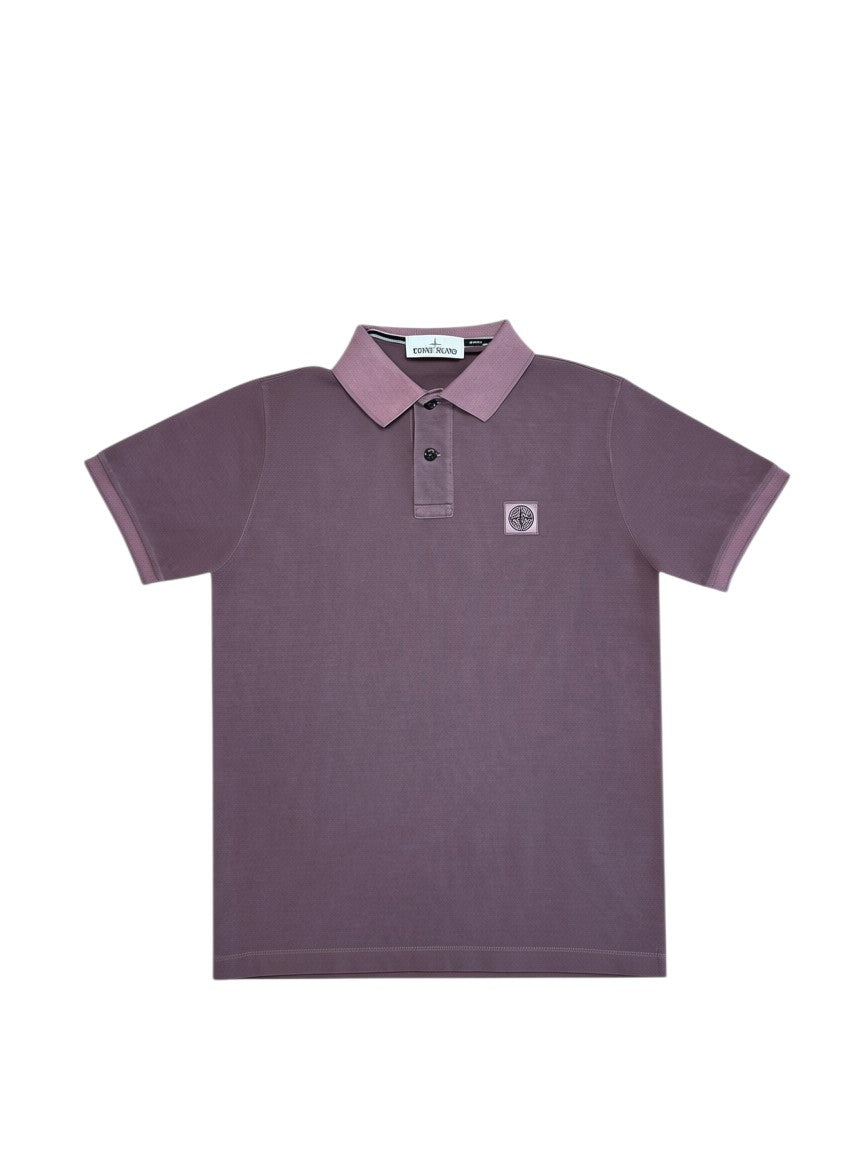 Archive No.9 Stone Island burgundy slim fit cotton polo shirt with iconic chest compass logo patch.