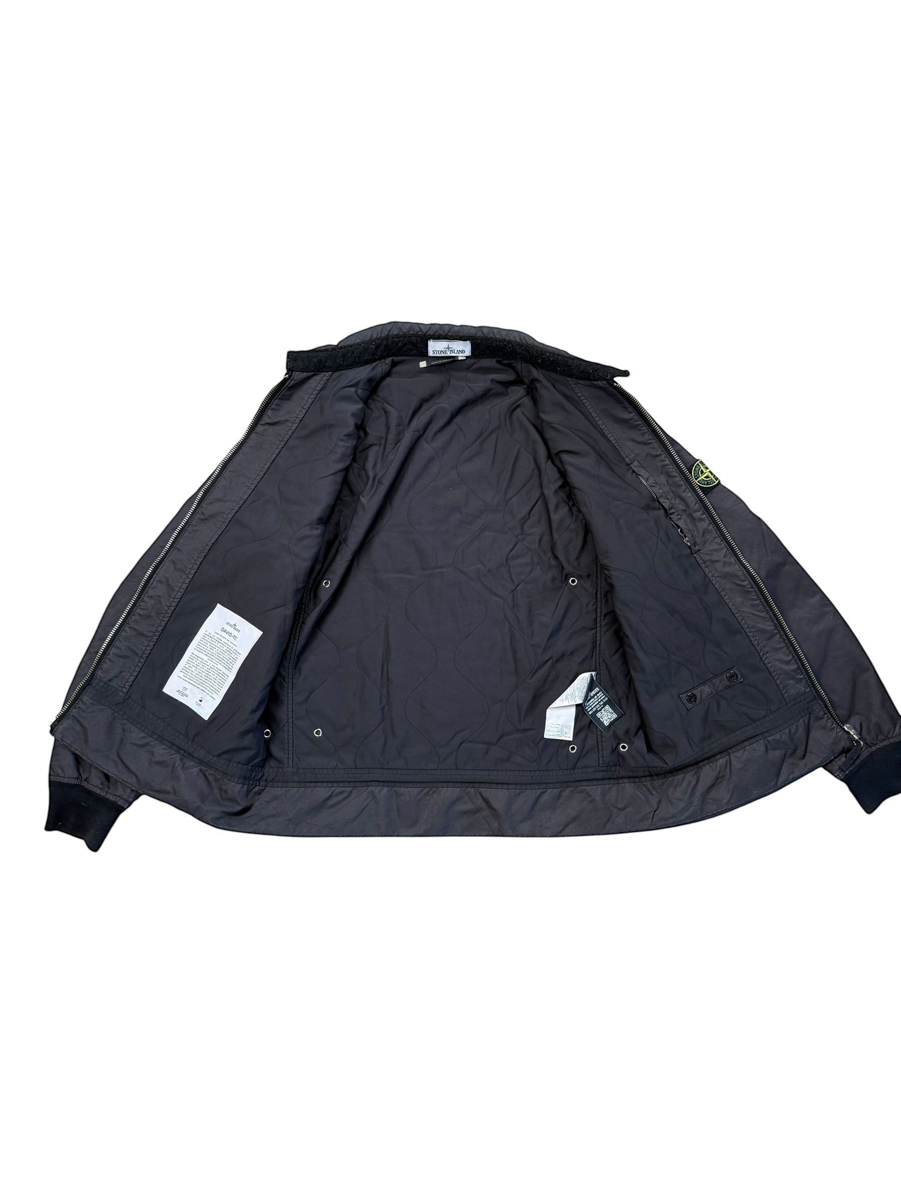 Archive No. 9 Stone Island black DAVID-TC Harrington jacket, regular fit, waterproof, wind-resistant, made in Italy.