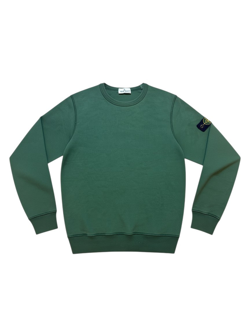 Archive No. 9 Stone Island Junior green Crew Neck jumper with compass badge on arm, size 12.